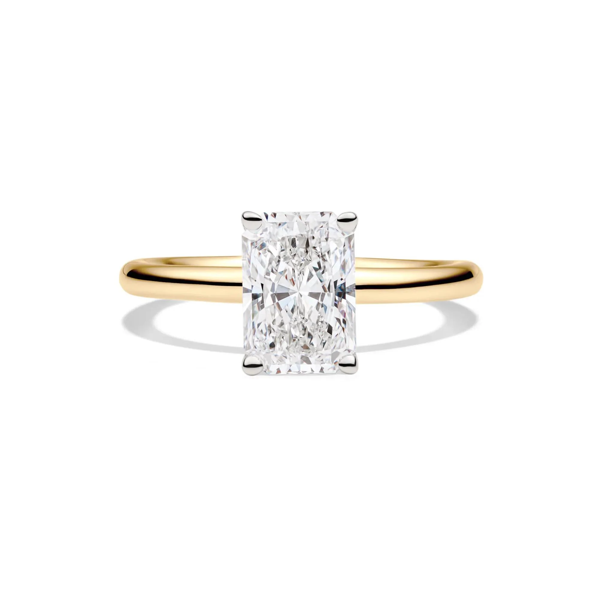Lab Grown Diamond Radiant-Cut Solitaire Ring 14K Yellow Gold (2 CT.) Size 4 2mm