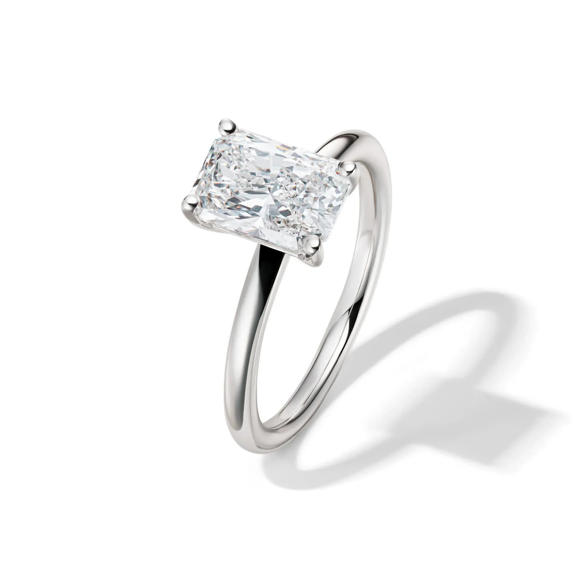 Lab Grown Diamond Radiant-Cut Solitaire Ring Platinum (2 CT.) White Size 6 2mm - Image 4