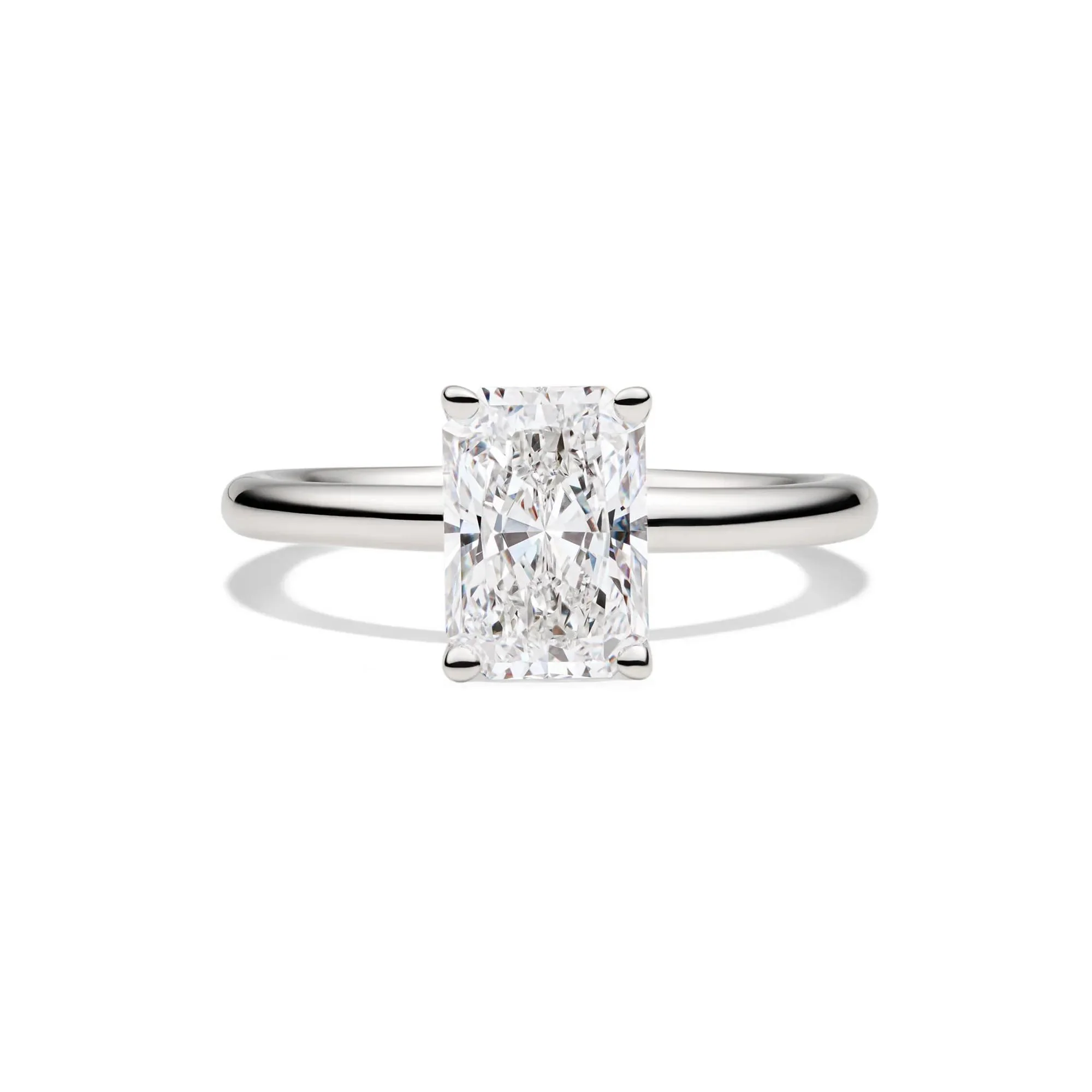 Lab Grown Diamond Radiant-Cut Solitaire Ring Platinum (2 CT.) White Size 8.5 2mm