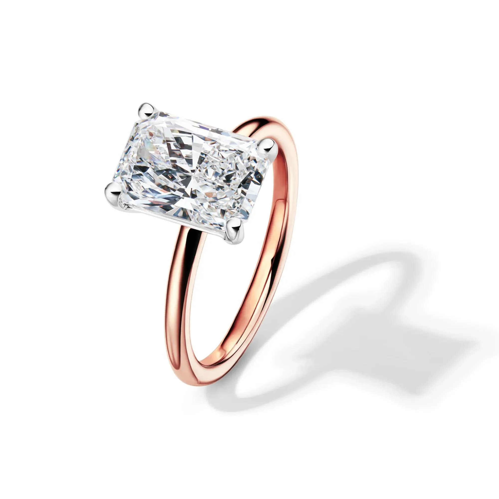Lab Grown Diamond Radiant-Cut Solitaire Ring 14K Rose Gold (3 CT.) Size 4 2mm - Image 4