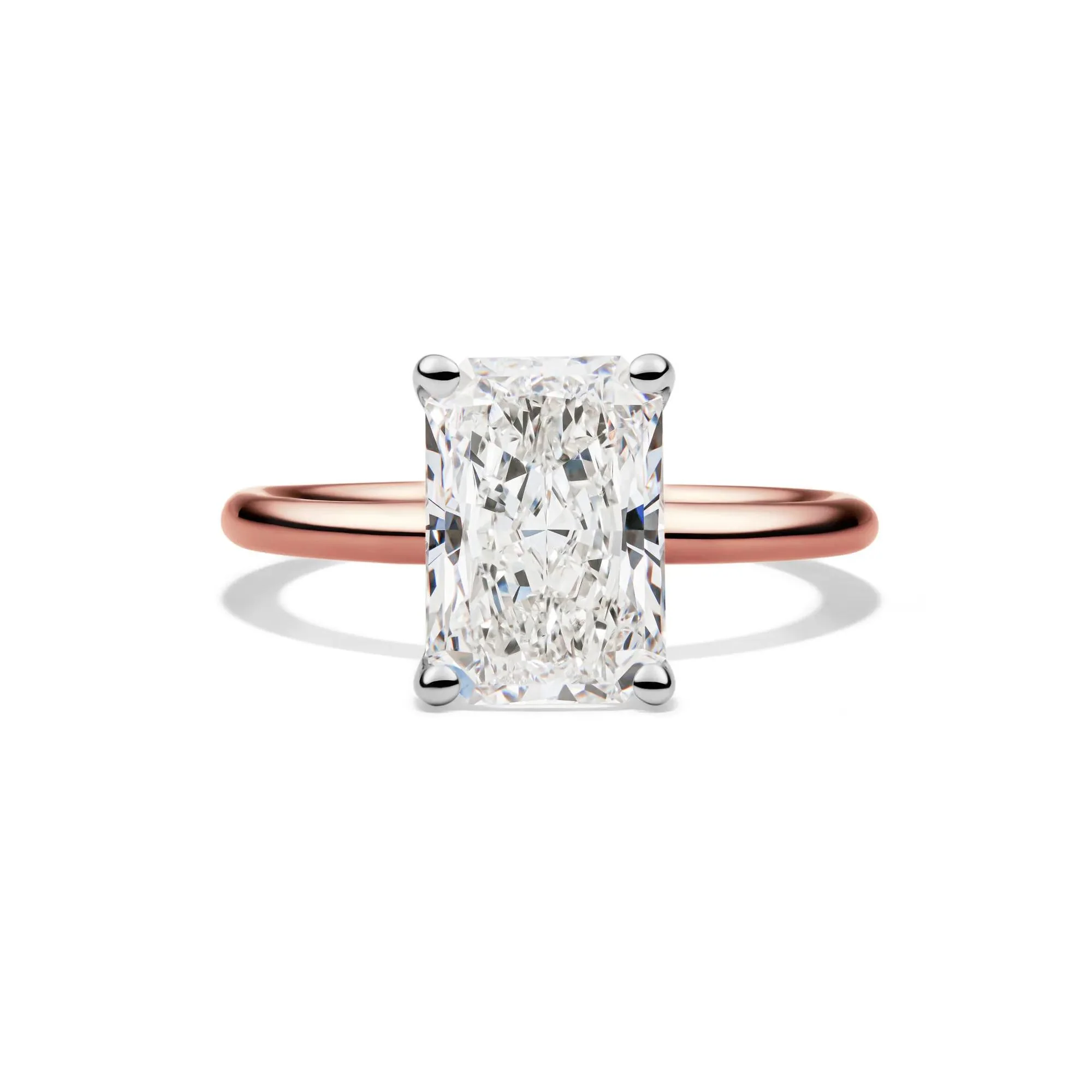 Lab Grown Diamond Radiant-Cut Solitaire Ring 14K Rose Gold (3 CT.) Size 6 2mm