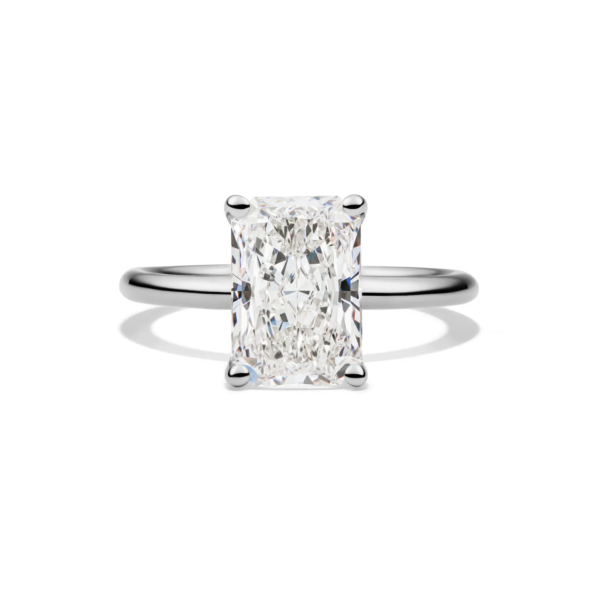 Lab Grown Diamond Radiant-Cut Solitaire Ring 14K White Gold (3 CT.) Size 5 2mm