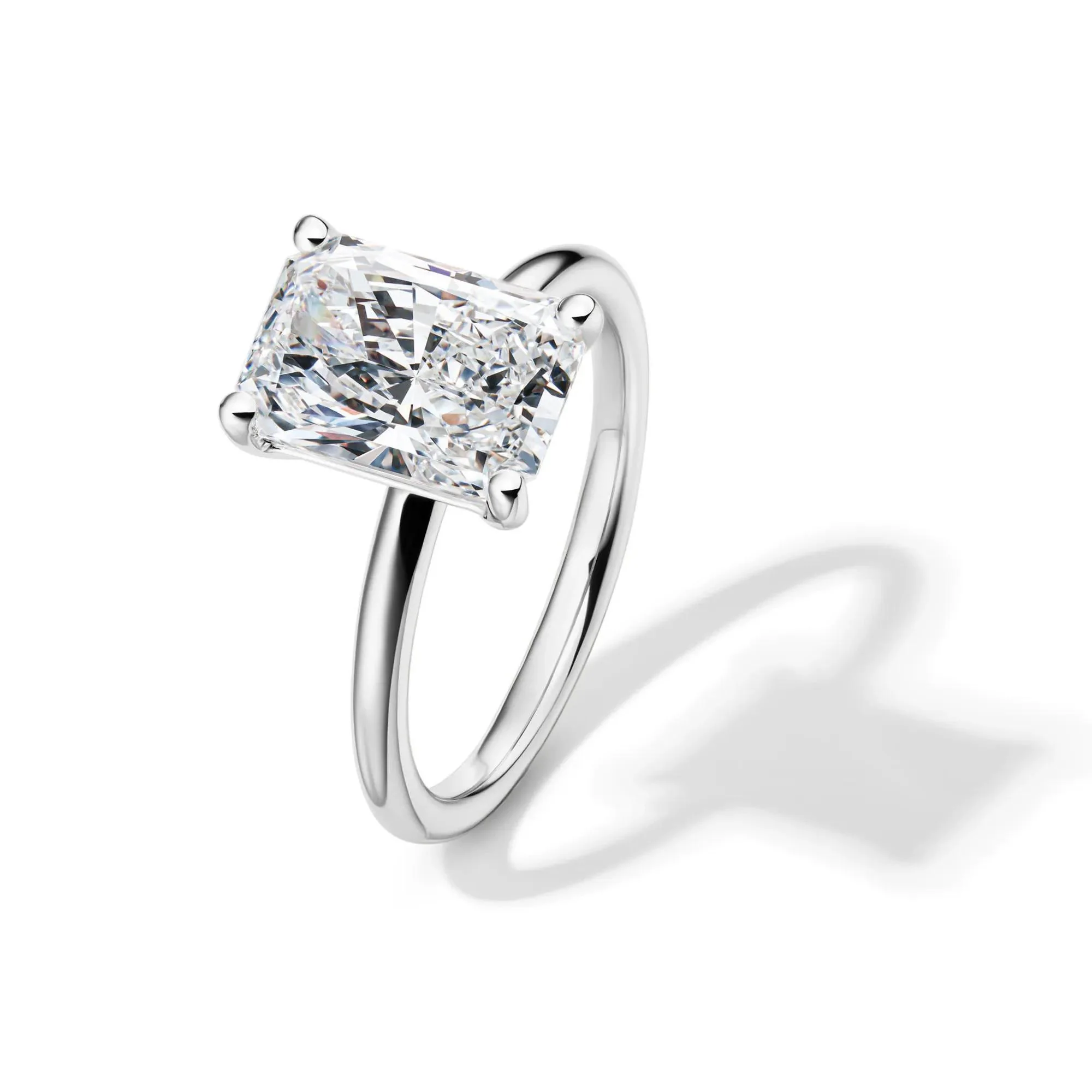 Lab Grown Diamond Radiant-Cut Solitaire Ring 14K White Gold (3 CT.) Size 6 2mm - Image 4