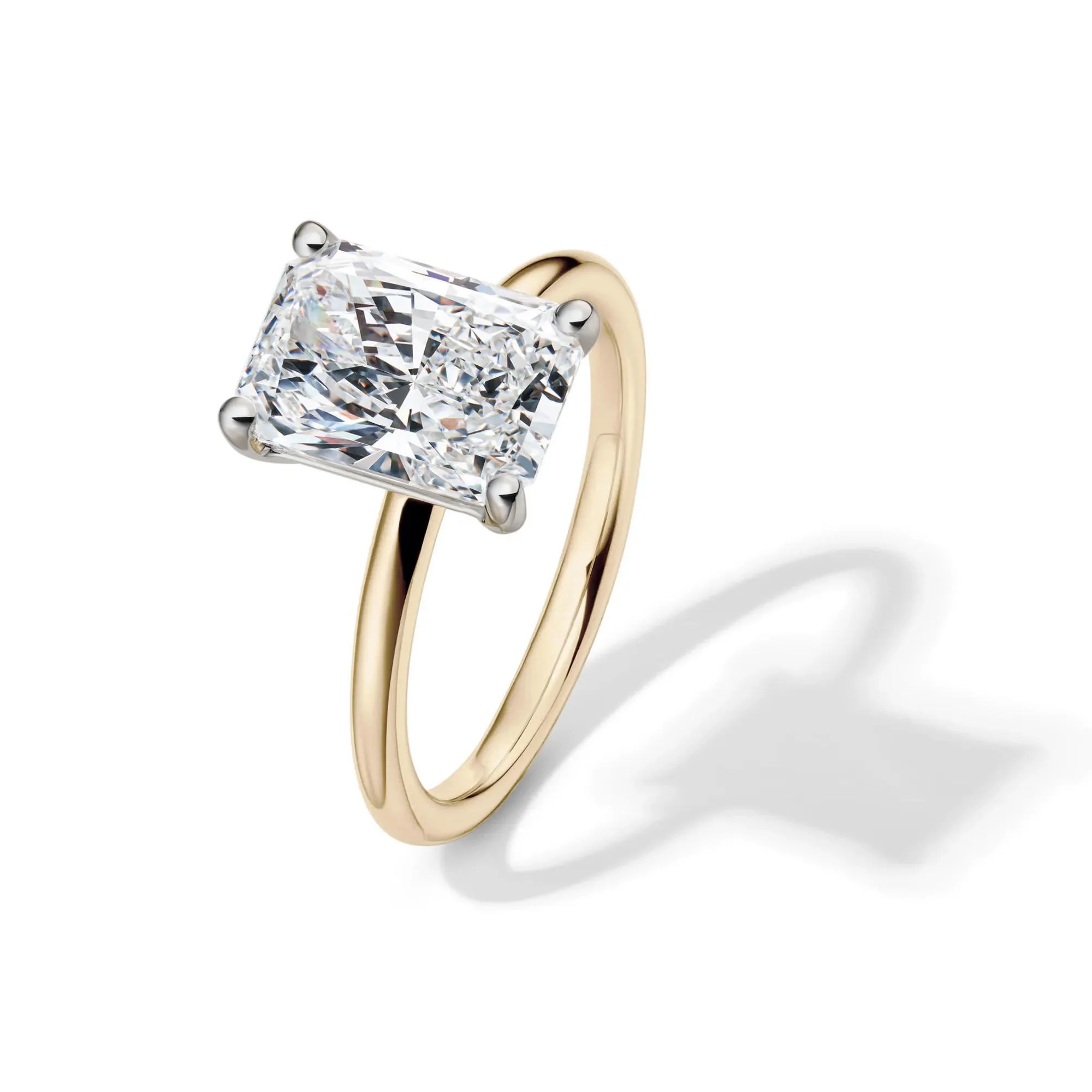 Lab Grown Diamond Radiant-Cut Solitaire Ring 14K Yellow and White Gold (3 CT.) Size 5.5 2mm - Image 4