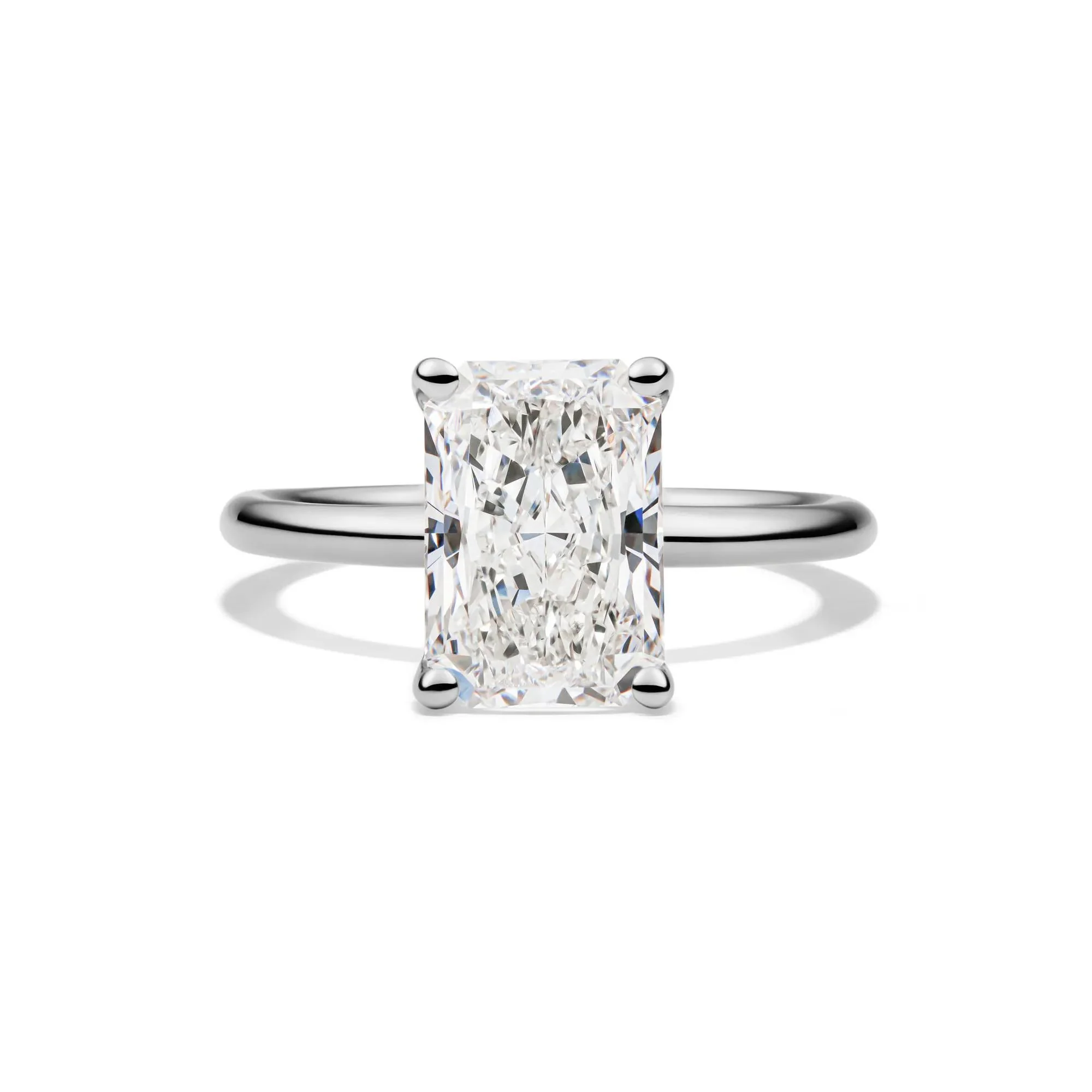 Lab Grown Diamond Radiant-Cut Solitaire Ring Platinum (3 CT.) White Size 7 2mm