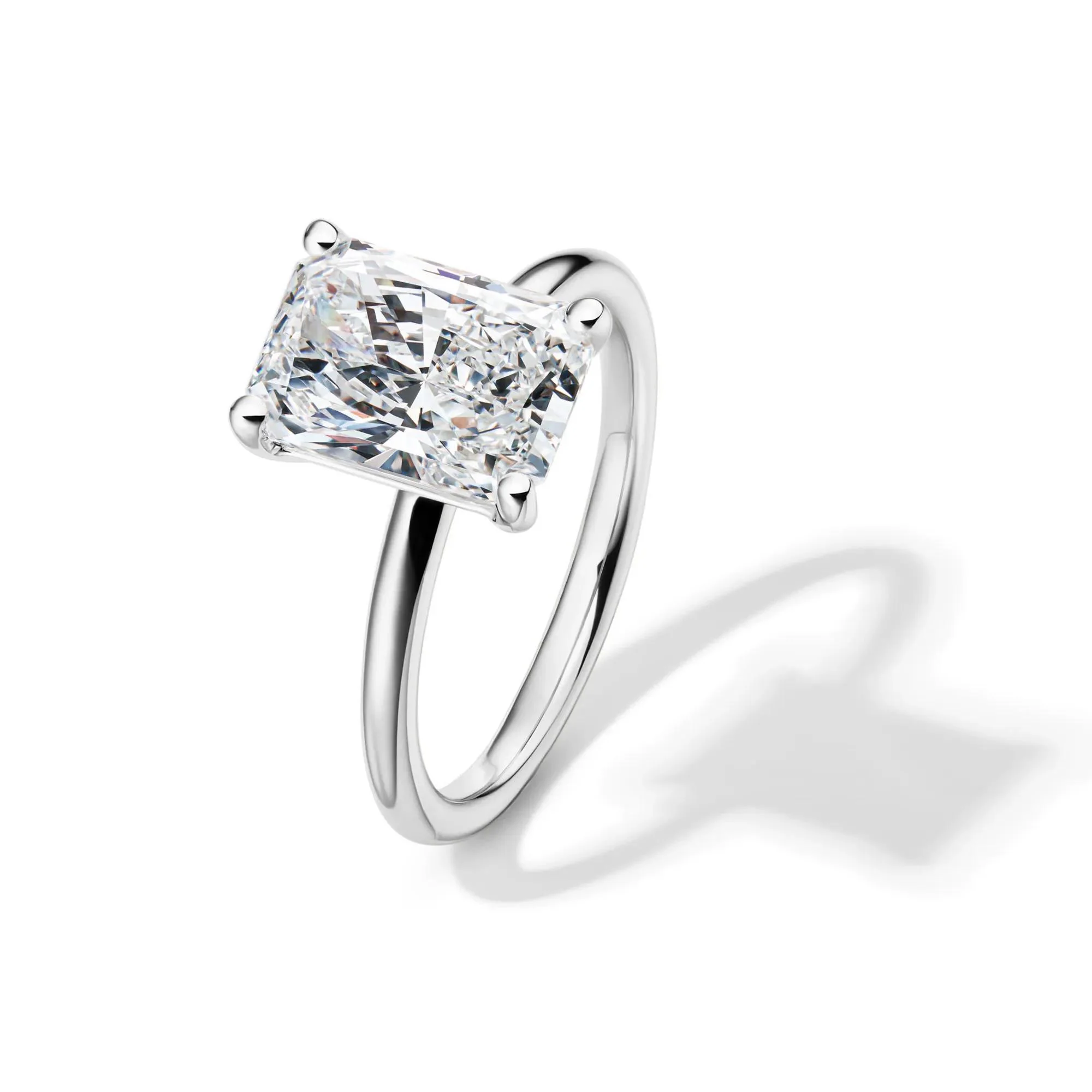 Lab Grown Diamond Radiant-Cut Solitaire Ring Platinum (3 CT.) White Size 9.5 2mm - Image 4
