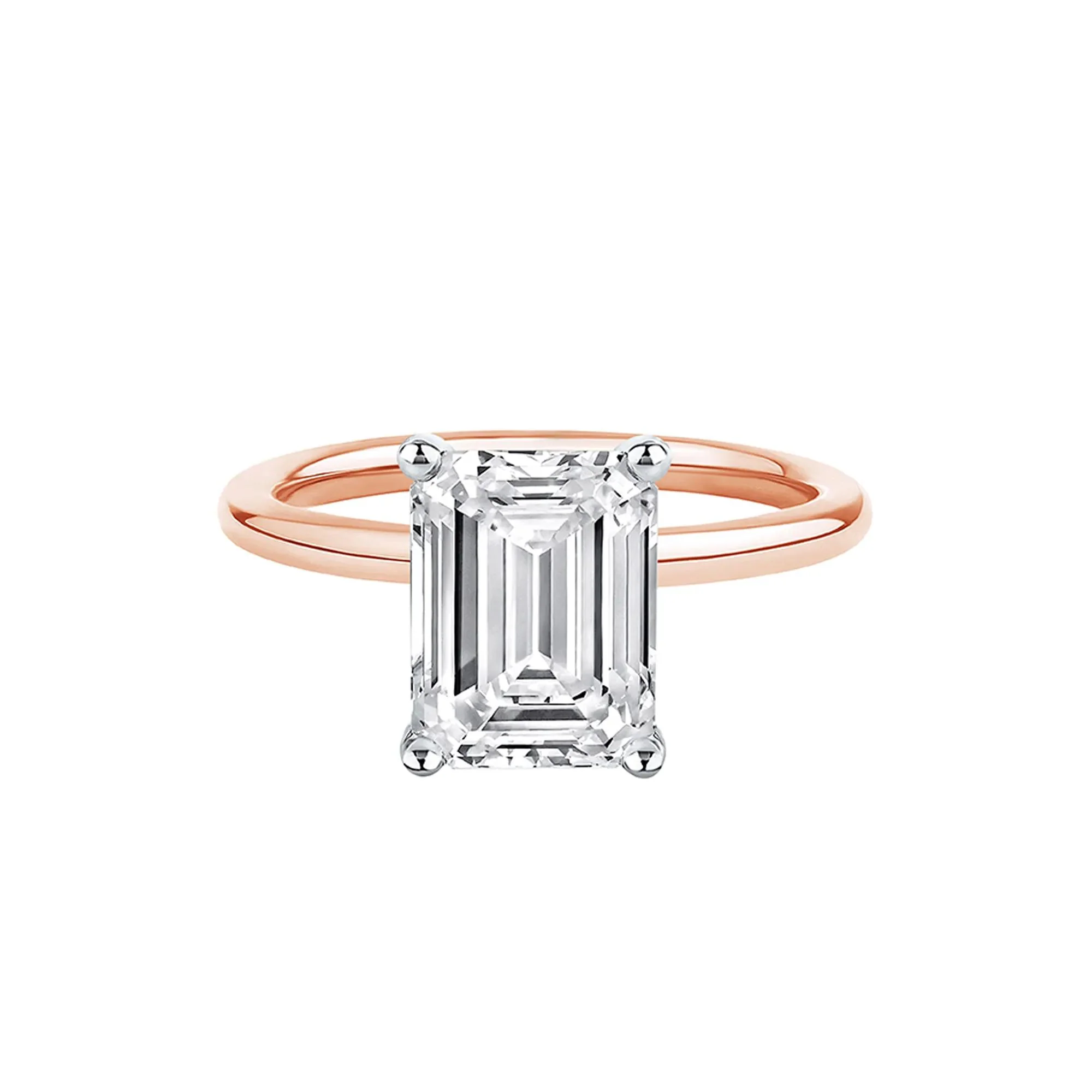 Lab Grown Diamond Emerald-Cut Solitaire Ring 14K Rose Gold (3 CT.) Size 7.5 2mm