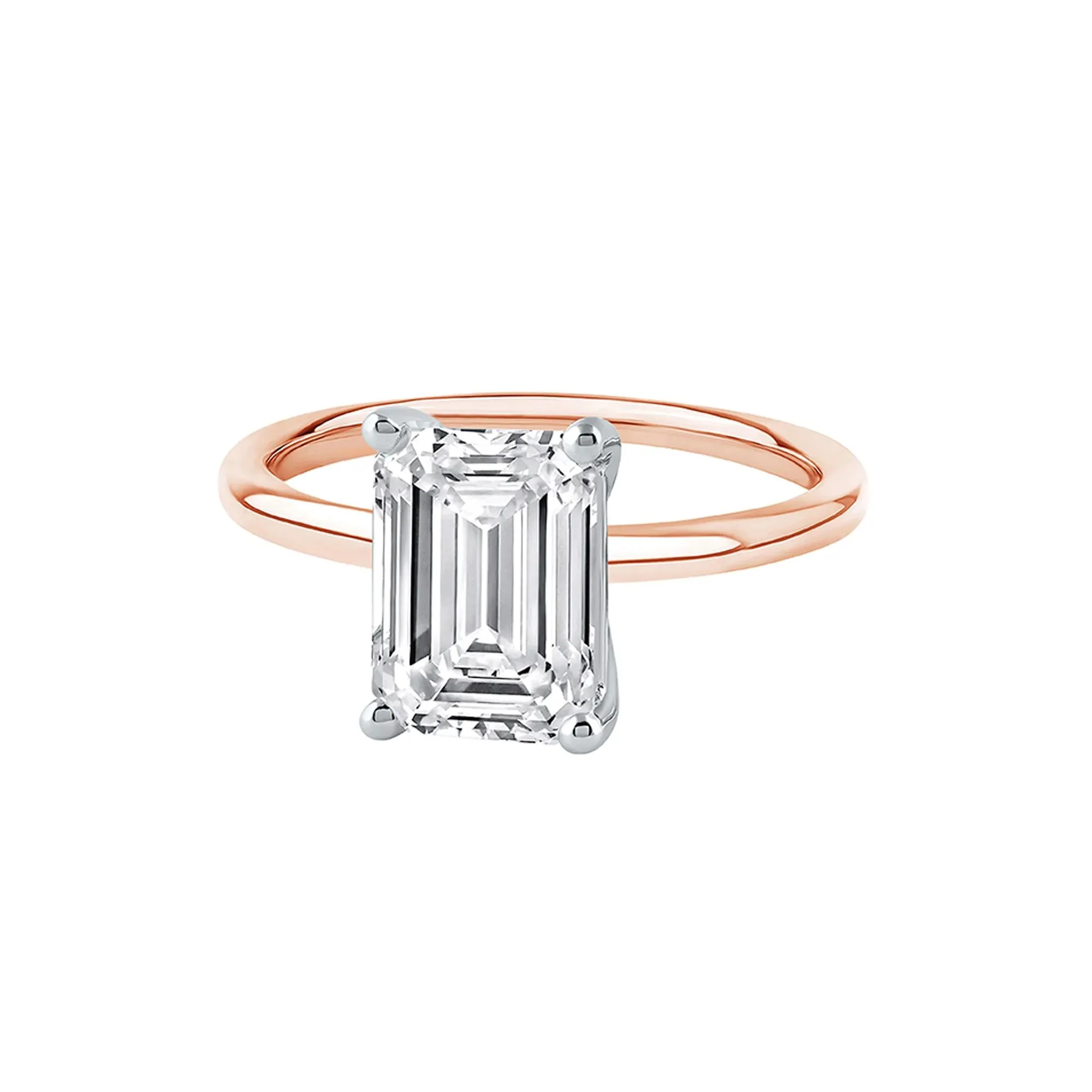 Lab Grown Diamond Emerald-Cut Solitaire Ring 14K Rose Gold (3 CT.) Size 7.5 2mm - Image 4