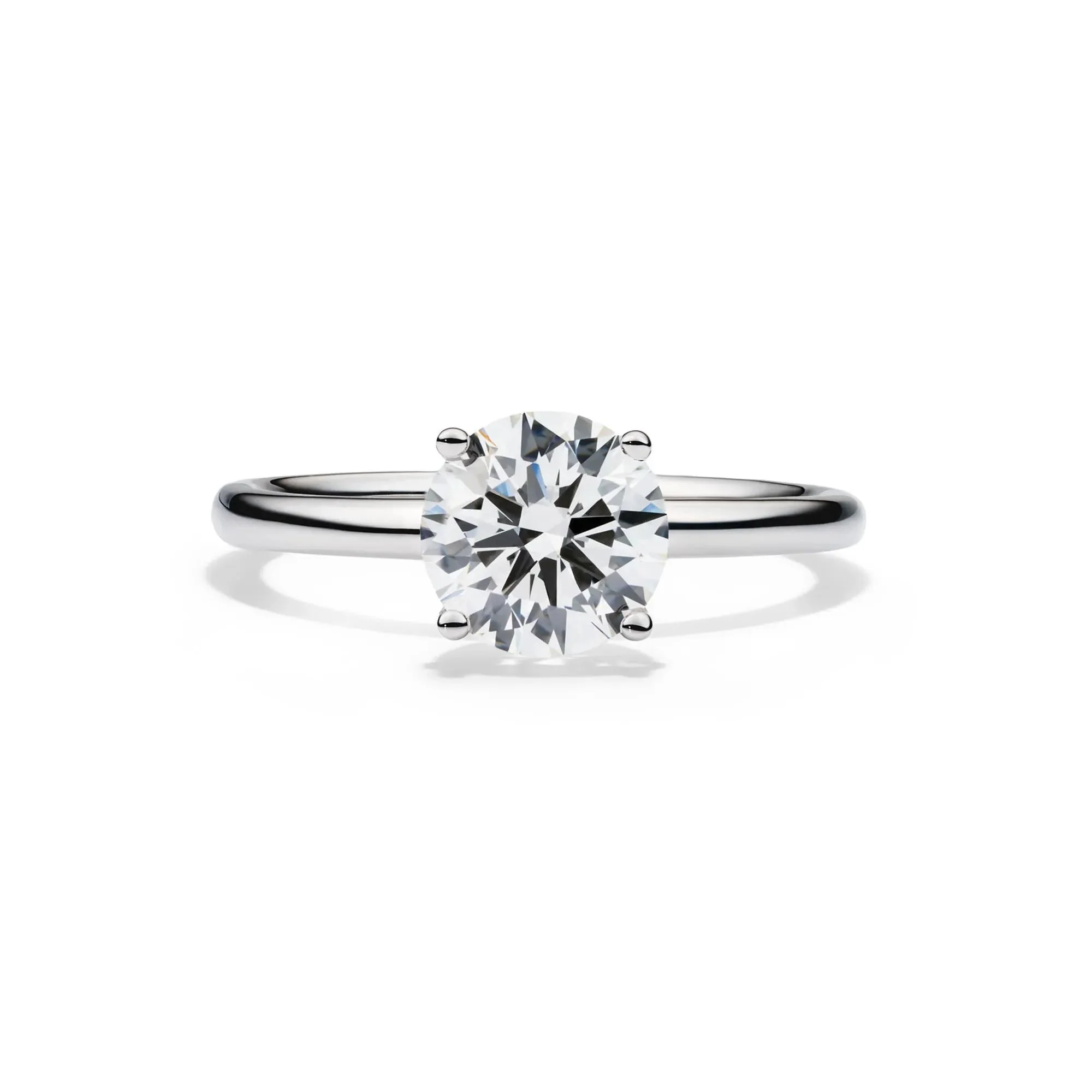 Lab Grown Diamond Solitaire Round Engagement Ring Platinum (1/2 CT.) White Size 8.5 2mm