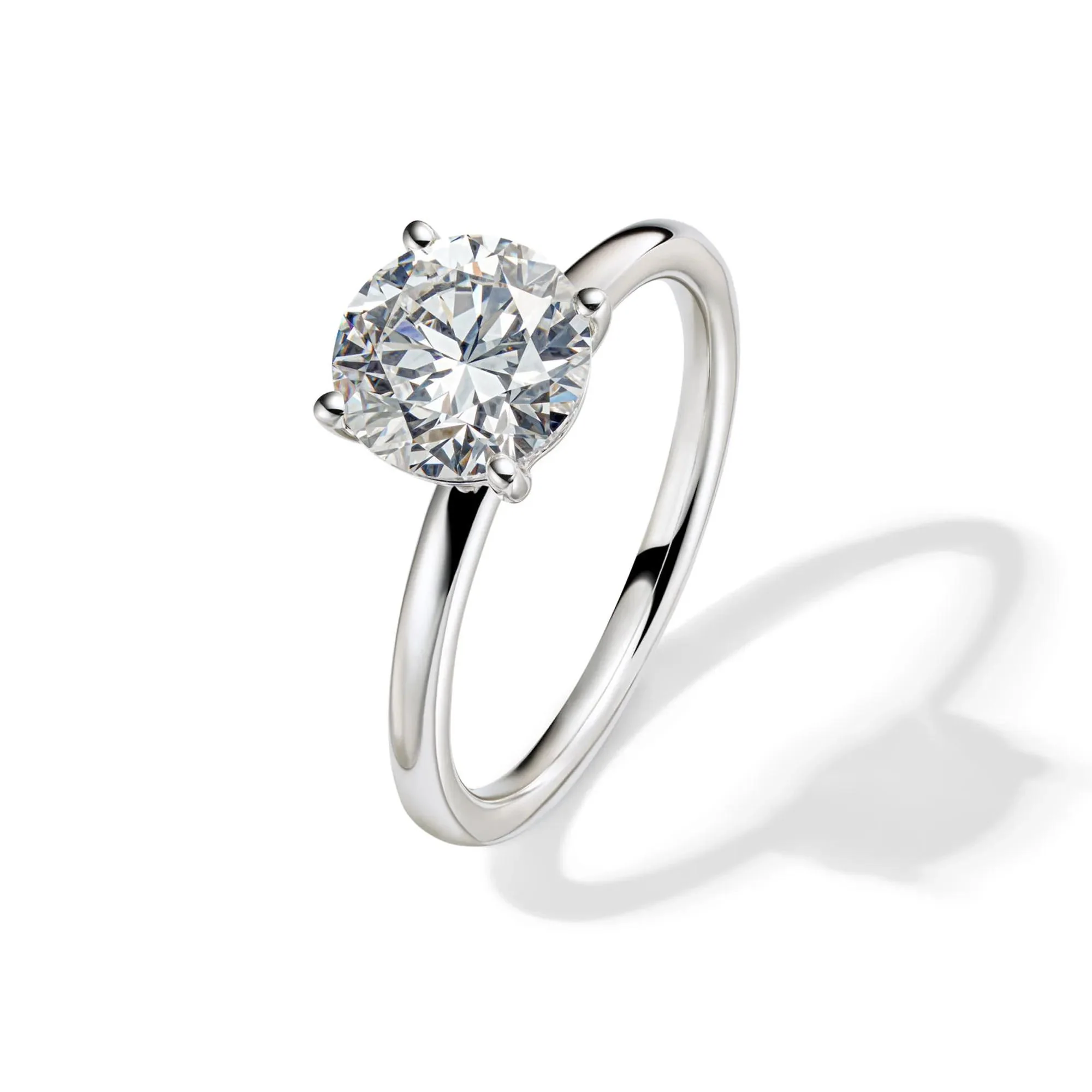 Lab Grown Diamond Solitaire Round Engagement Ring Platinum (2 CT.) White Size 10 2mm - Image 4