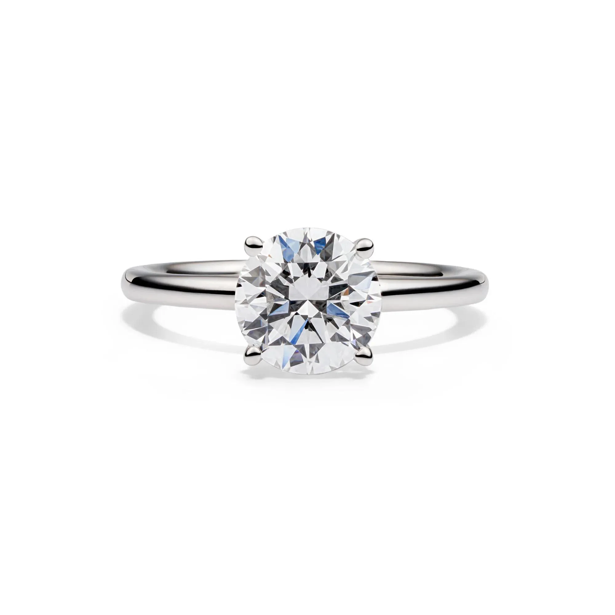 Lab Grown Diamond Solitaire Round Engagement Ring Platinum (2 CT.) White Size 6.5 2mm