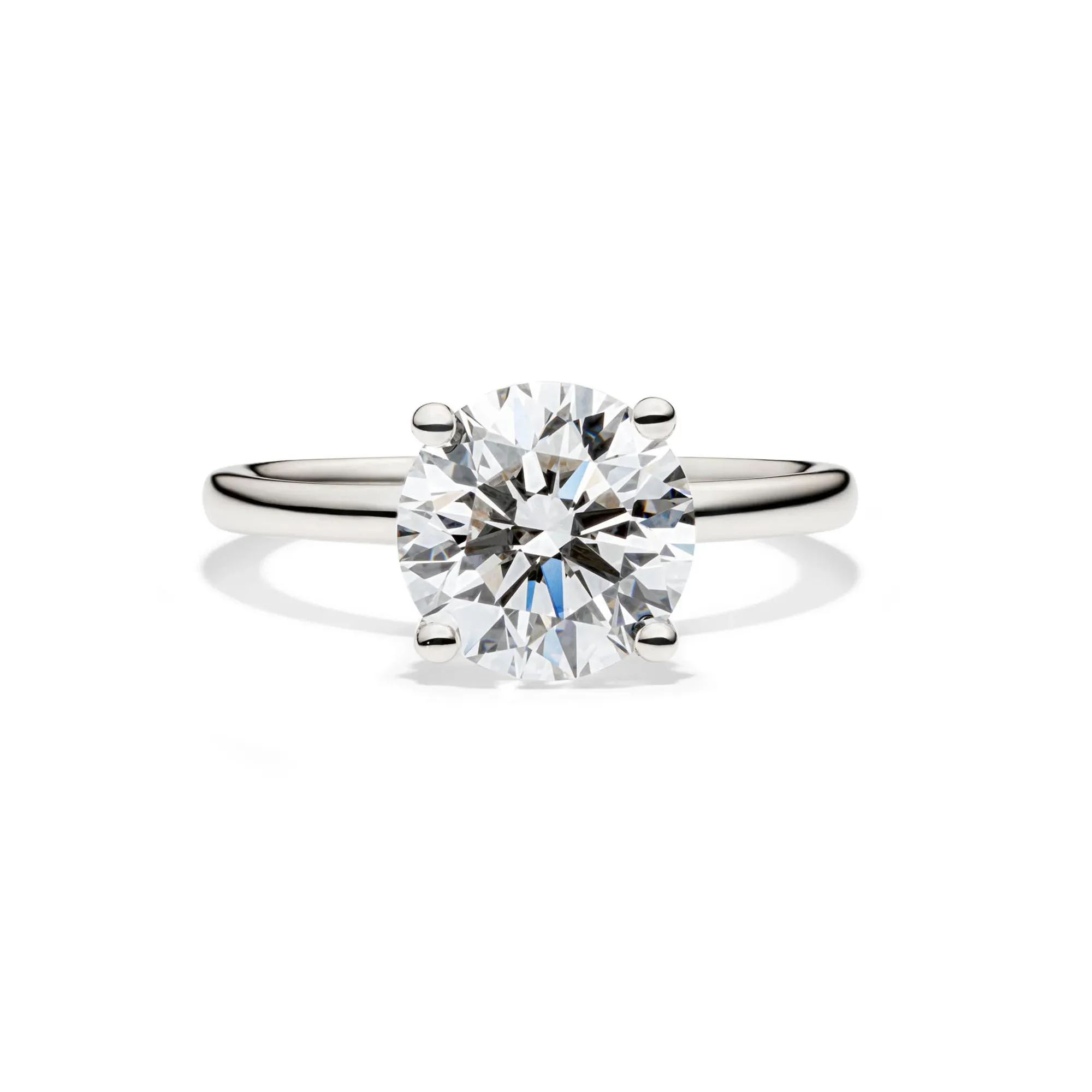 Lab Grown Diamond Solitaire Round Engagement Ring Platinum (3 CT.) White Size 5 2mm