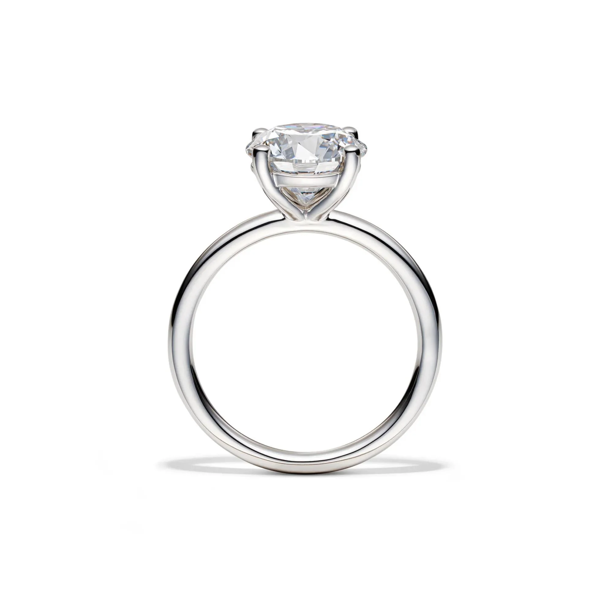 Lab Grown Diamond Solitaire Round Engagement Ring Platinum (3 CT.) White Size 5.5 2mm - Image 2