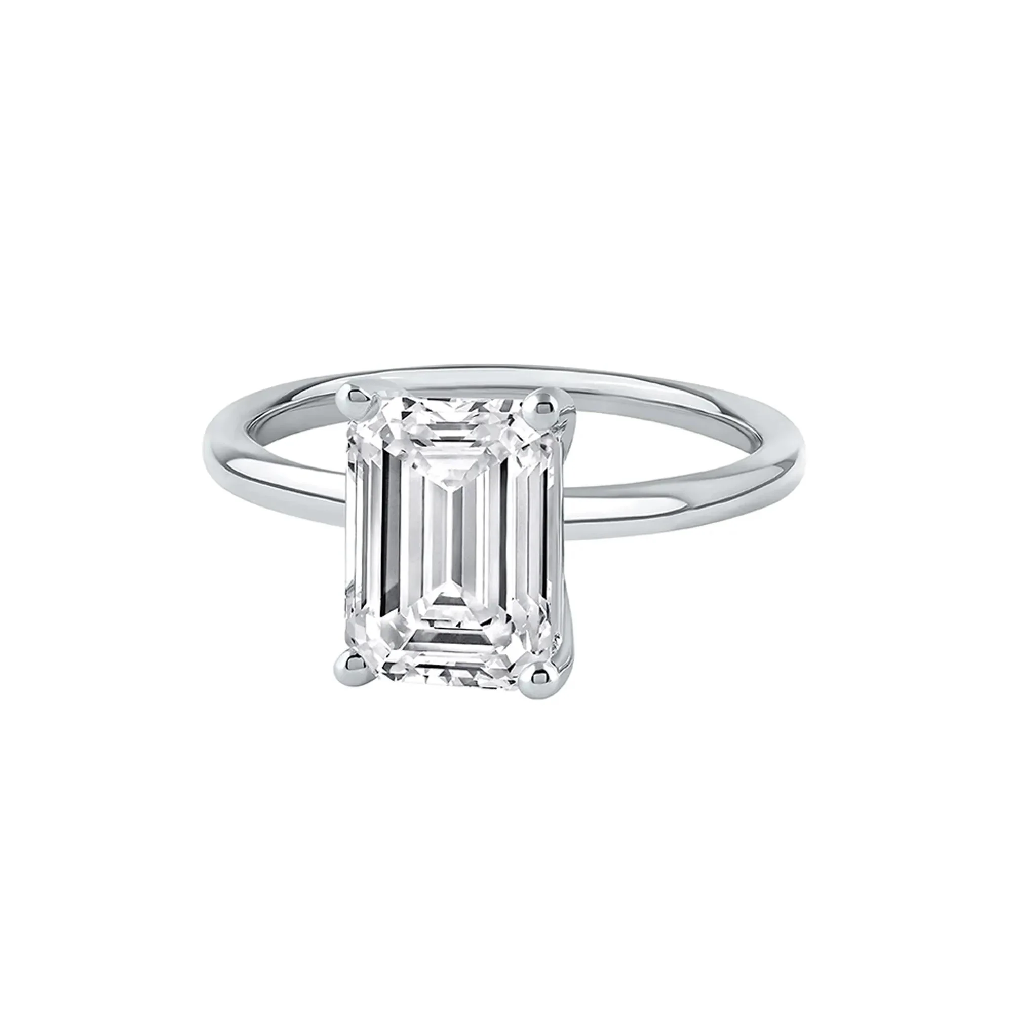 Lab Grown Diamond Emerald-Cut Solitaire Ring 14K White Gold (3 CT.) Size 7 2mm - Image 4