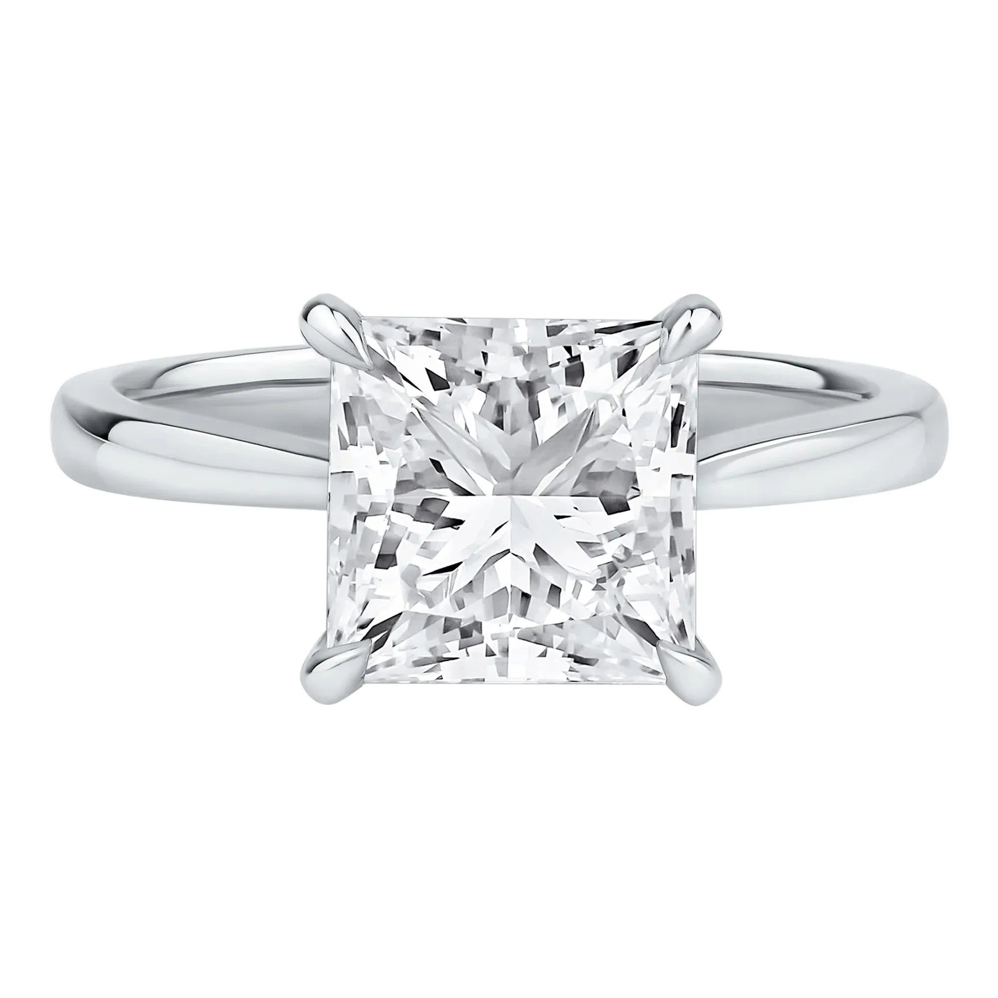 3 CT. Tw. Lab Grown Diamond Solitaire Engagement Ring Platinum Round Brilliant Cut White Size 4