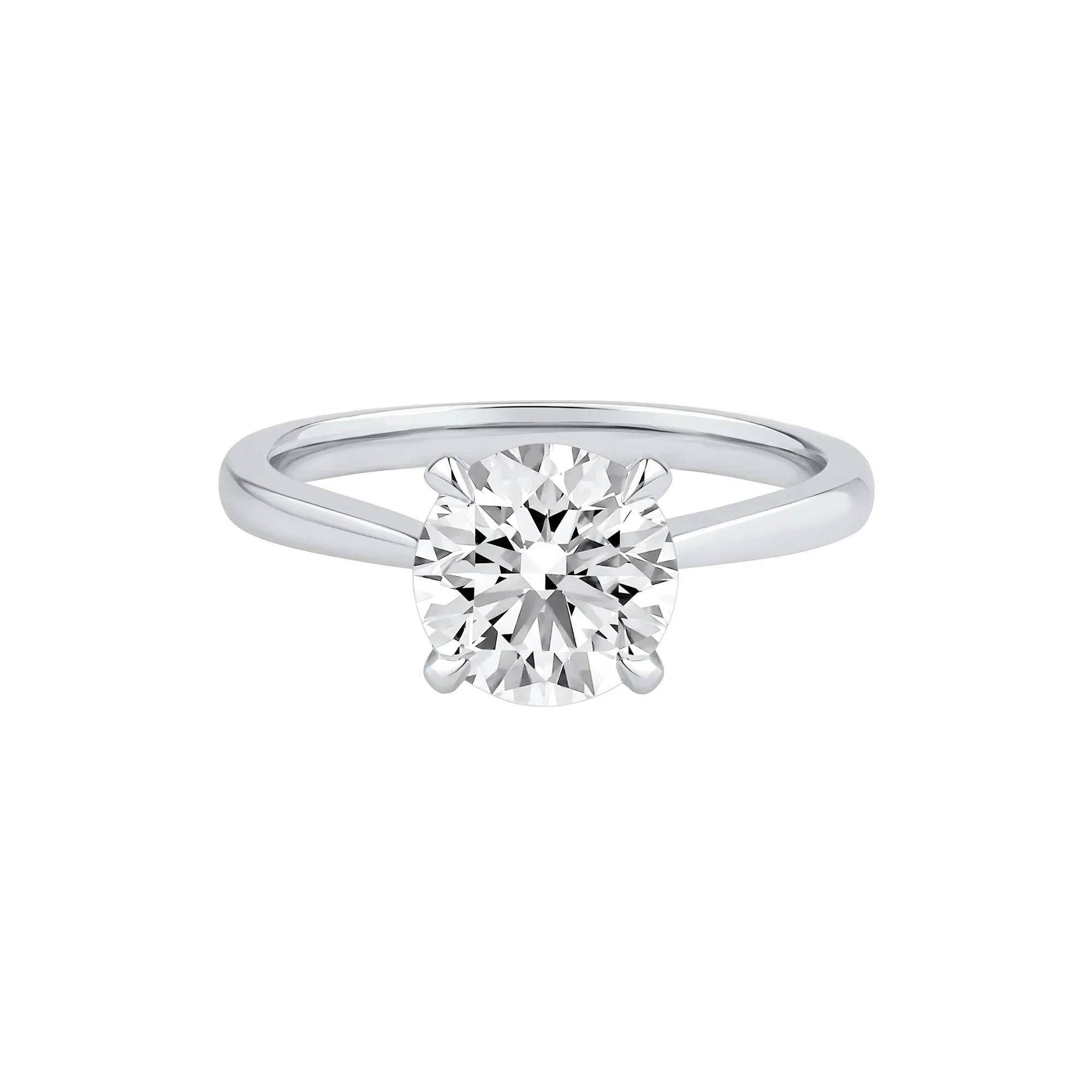 2 CT. Tw. Lab Grown Diamond Solitaire Engagement Ring Platinum Round Brilliant Cut White Size 5