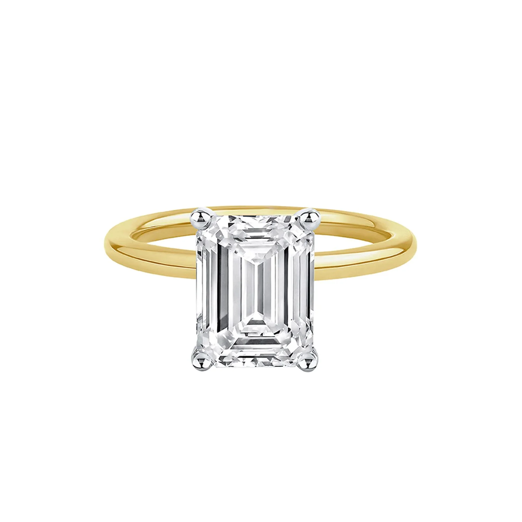 Lab Grown Diamond Emerald-Cut Solitaire Ring 14K Yellow Gold (3 CT.) Size 7 2mm