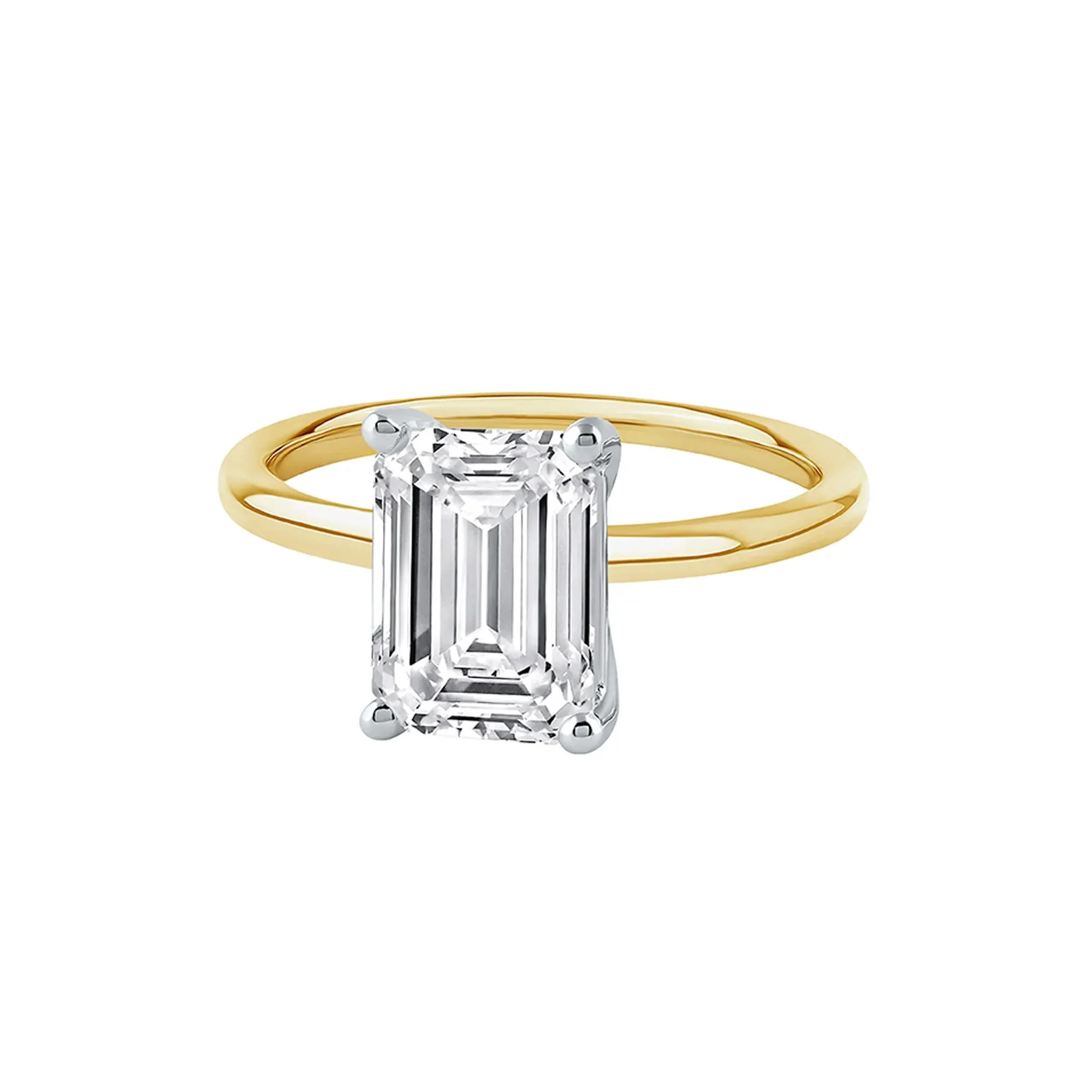 Lab Grown Diamond Emerald-Cut Solitaire Ring 14K Yellow Gold (3 CT.) Size 8 2mm - Image 4