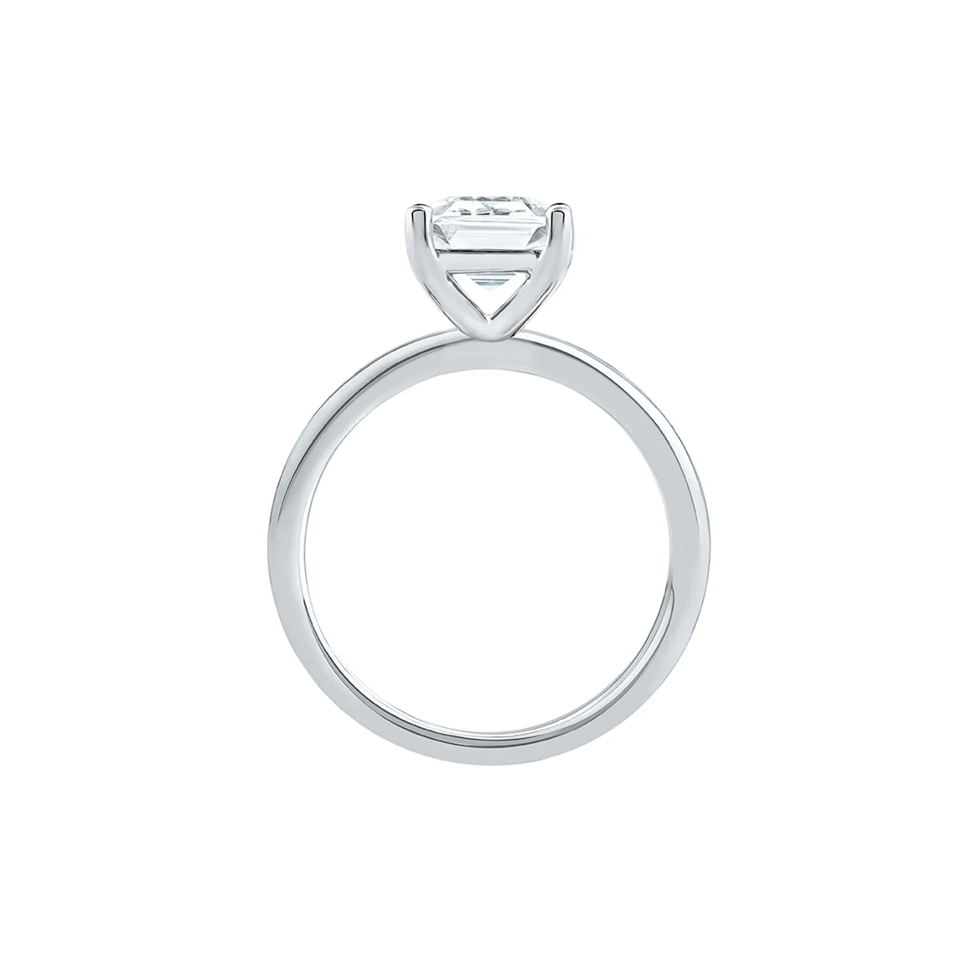 Lab Grown Diamond Emerald-Cut Solitaire Ring Platinum (3 CT.) White Size 9 2mm - Image 2