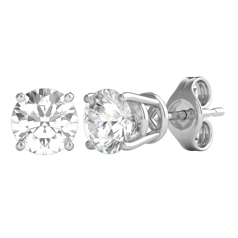 1/2 CT. Tw. Diamond Round Solitaire Stud Earrings 14K White Gold Size 4.00mm