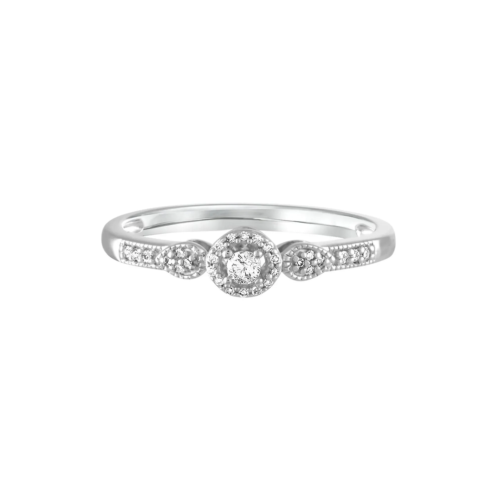 1/10 CT. Tw. Diamond Promise Ring .925 Sterling Silver Round Brilliant Cut White Size 7.5
