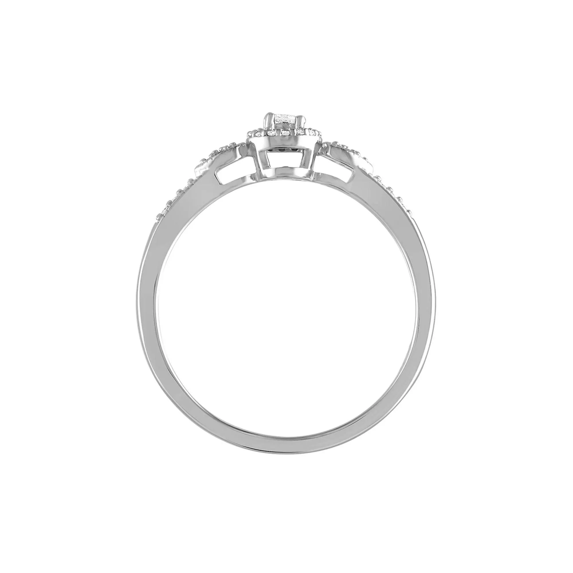 1/10 CT. Tw. Diamond Promise Ring .925 Sterling Silver Round Brilliant Cut White Size 7.5 - Image 2