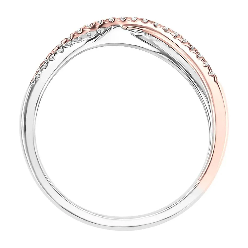 1/7 CT. Tw. Diamond Criss Cross Ring 10K White & Rose Gold Round Brilliant Cut Size 6.5 - Image 3