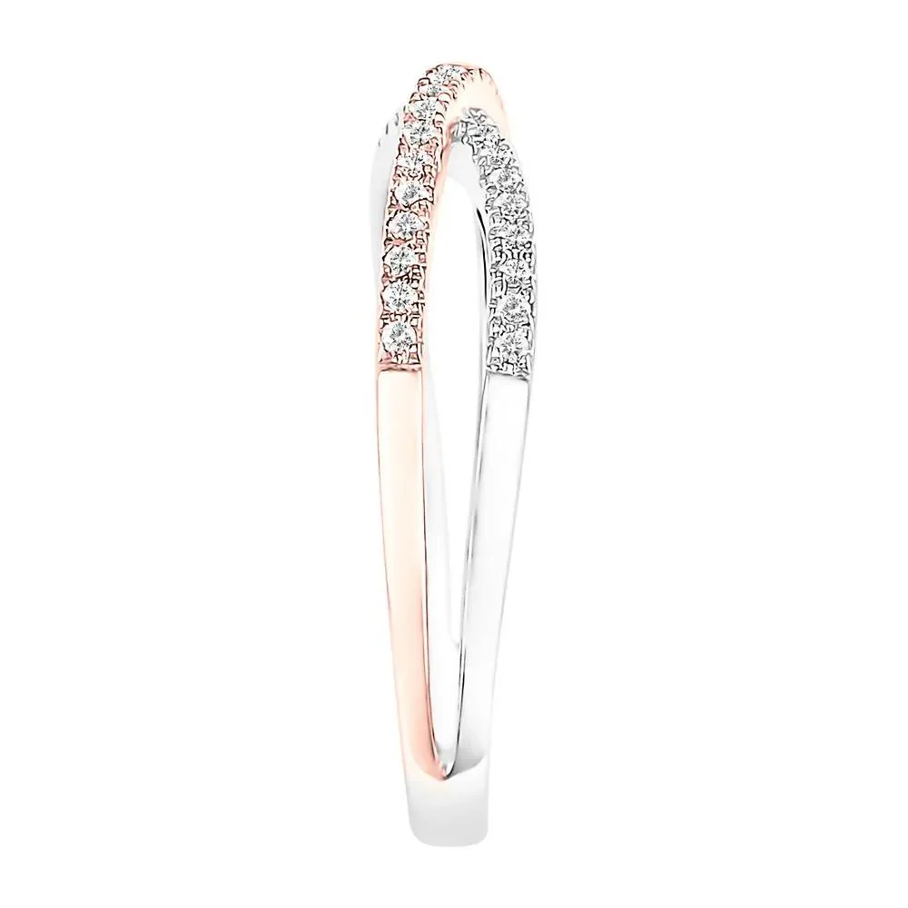 1/7 CT. Tw. Diamond Criss Cross Ring 10K White & Rose Gold Round Brilliant Cut Size 8.5 - Image 2