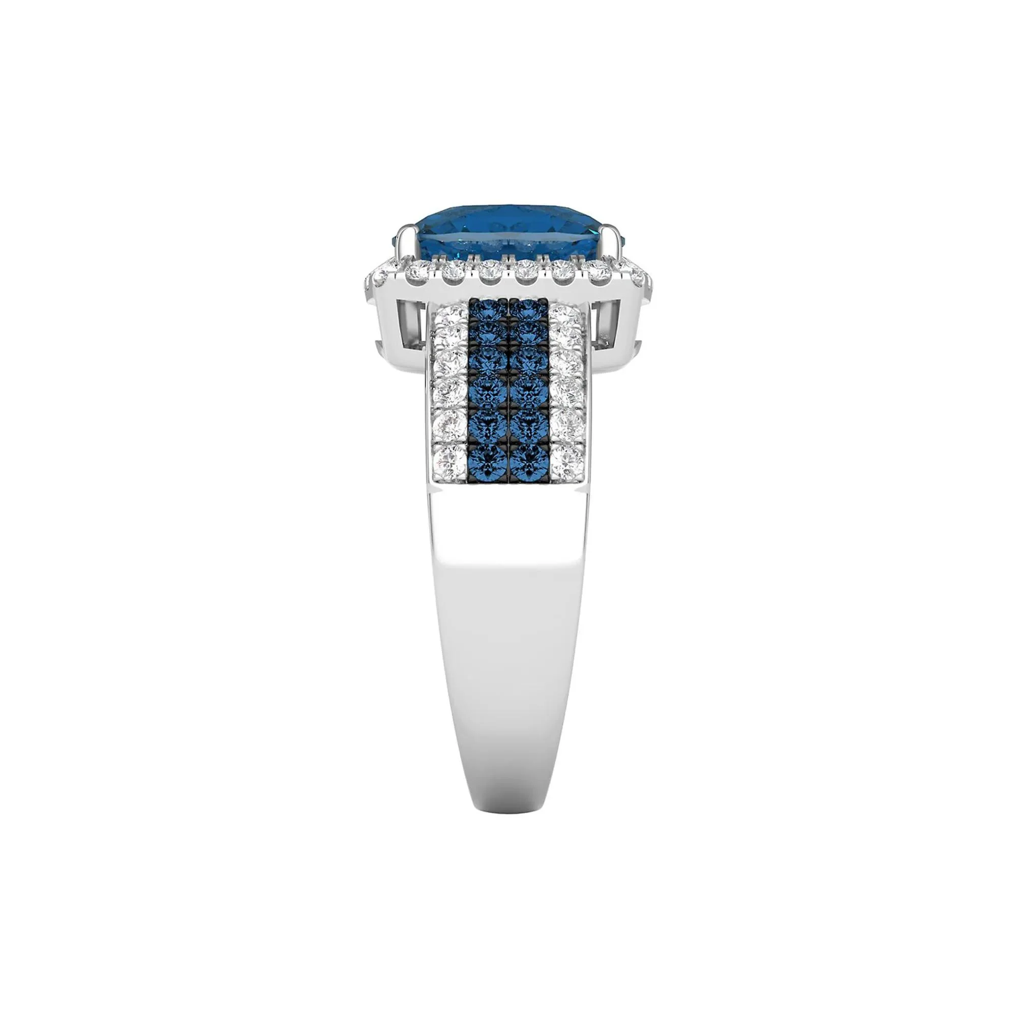 3/4 CT. Tw. London Blue Topaz & Diamond Ring 14K White Gold Size 6 - Image 3