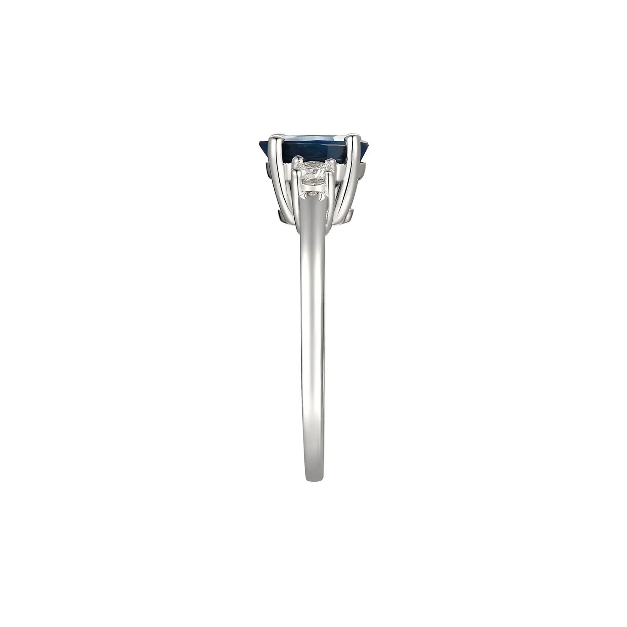1/5 CT. Tw. Sapphire & Diamond Ring 14K White Gold Round Brilliant Cut Size 9.5 - Image 3