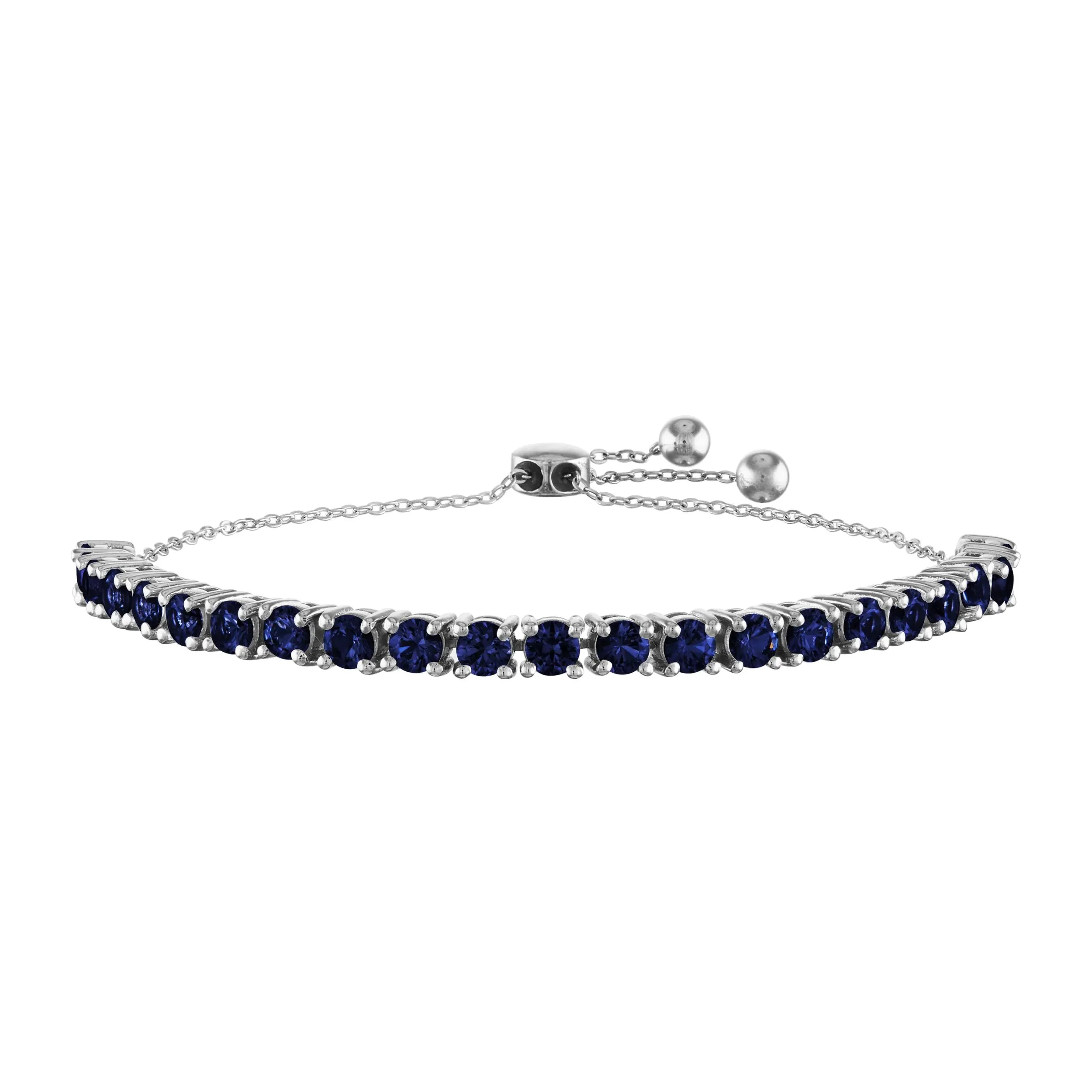 Sapphire Bolo Bracelet .925 Sterling Silver White Size 9"