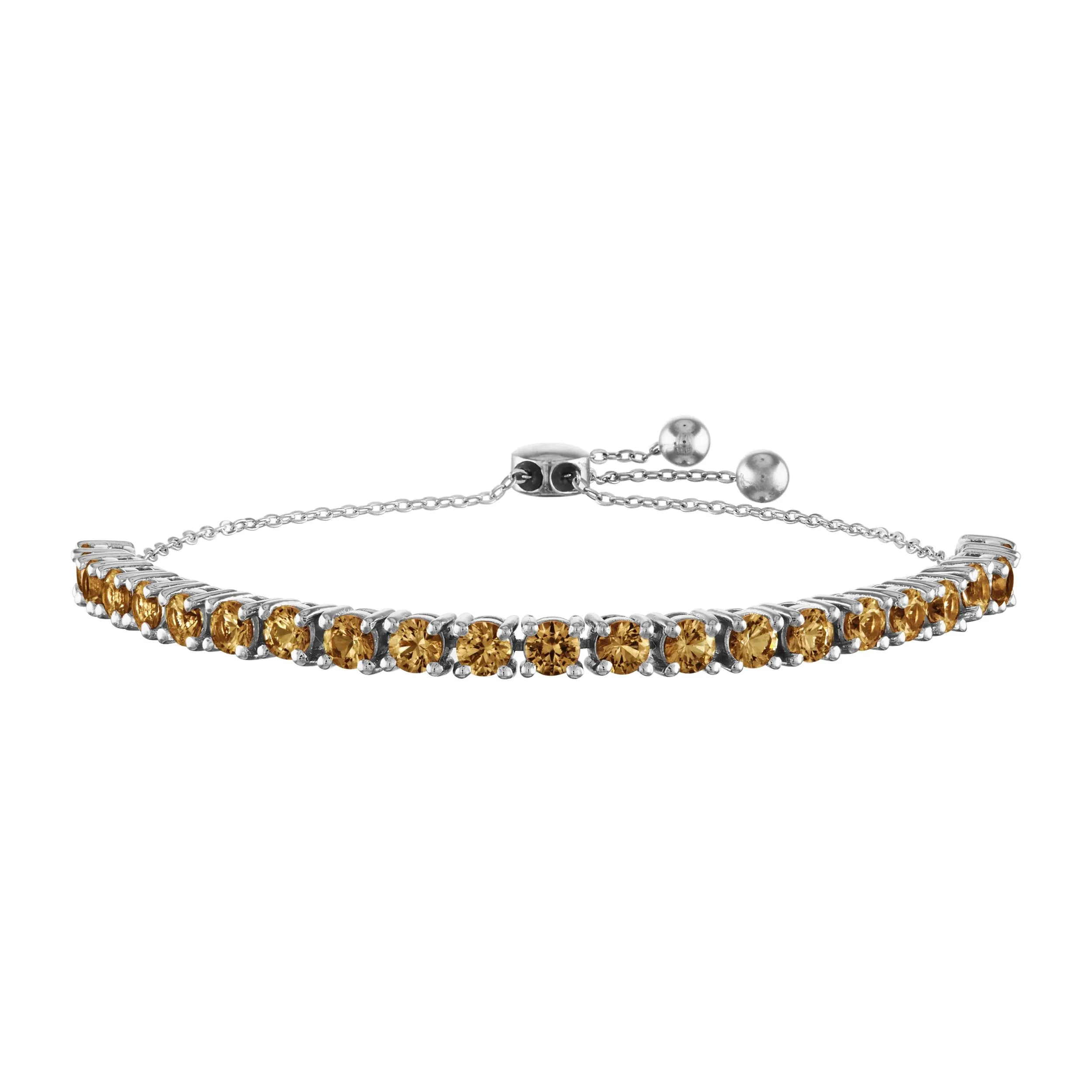Citrine Bolo Bracelet .925 Sterling Silver White Size 9"