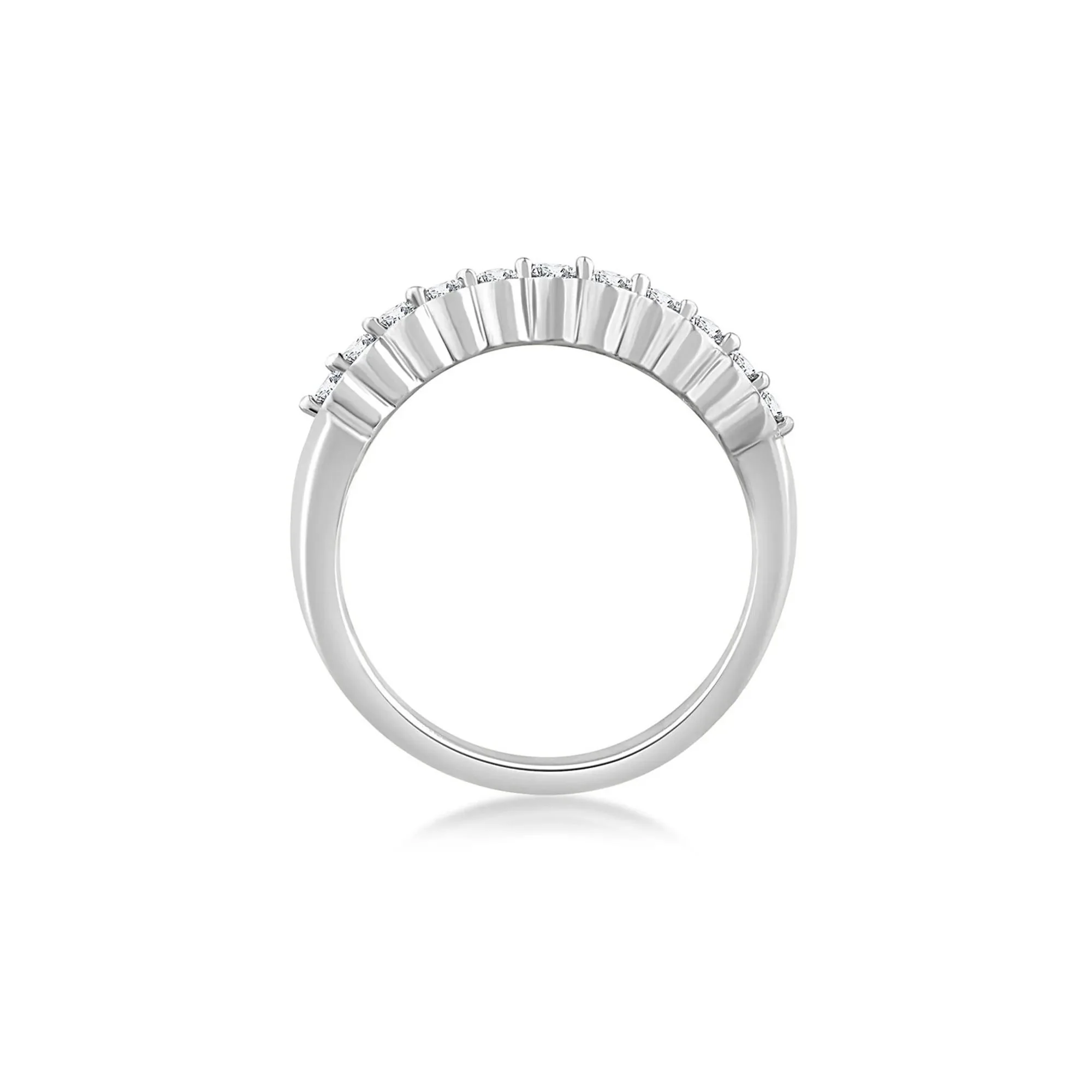 3 CT. Tw. Seven-Row Diamond Wedding Band Ring 10K White Gold Round Brilliant Cut Size 8.5 - Image 2
