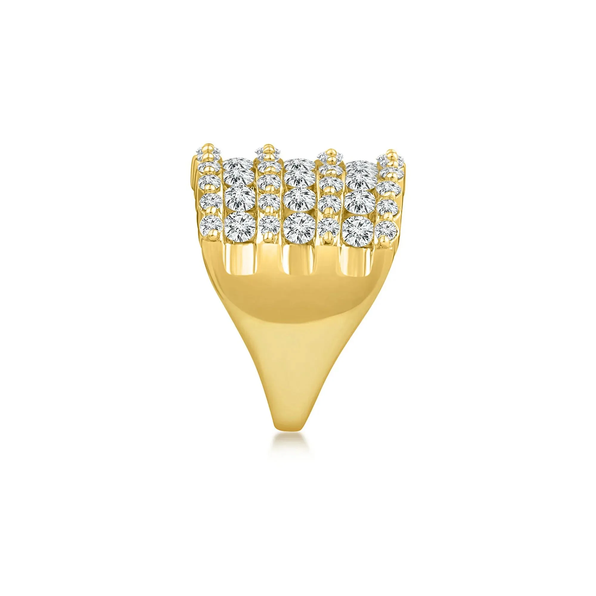 3 CT. Tw. Seven-Row Diamond Wedding Band Ring 10K Yellow Gold Round Brilliant Cut Size 6.5 - Image 3