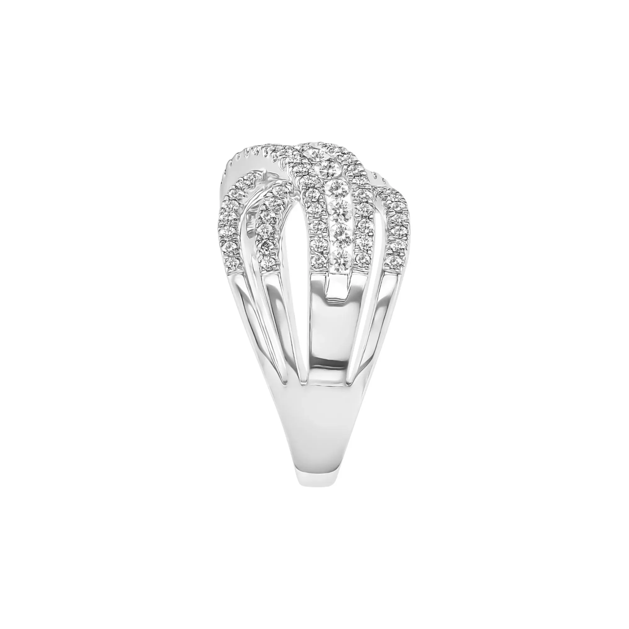 1 CT. Tw. Diamond Crossover Band Ring 10K White Gold Round Brilliant Cut Size 7.5 - Image 3