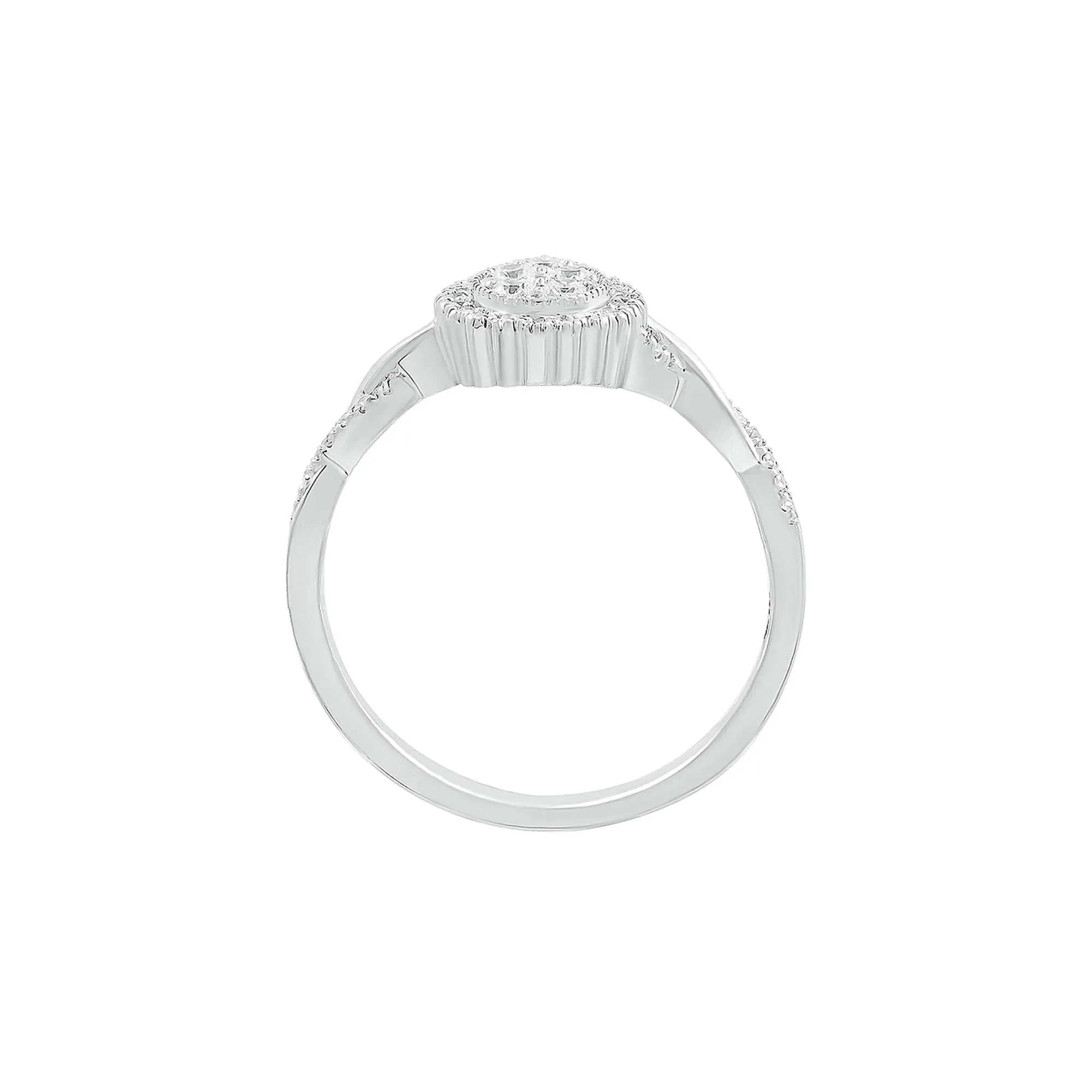 1/4 CT. Tw. Pear-Shaped Promise Ring with Diamond Twist Band .925 Sterling Silver Round Brilliant Cut White Size 7.5 - Image 2