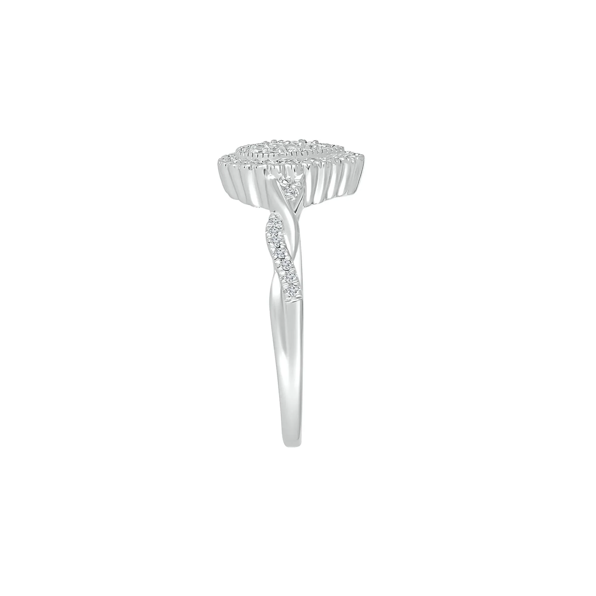 1/4 CT. Tw. Pear-Shaped Promise Ring with Diamond Twist Band .925 Sterling Silver Round Brilliant Cut White Size 9 - Image 3