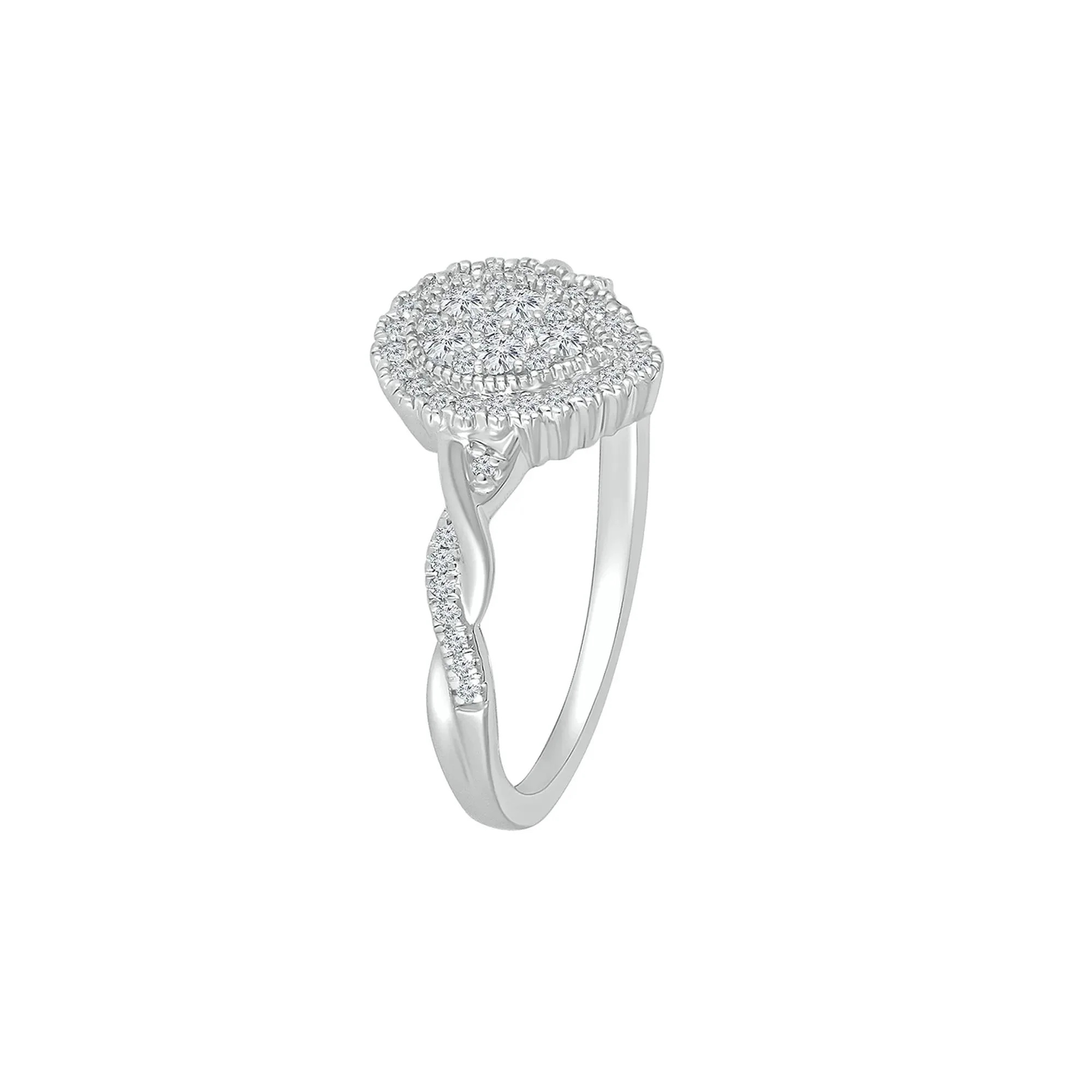 1/4 CT. Tw. Pear-Shaped Promise Ring with Diamond Twist Band .925 Sterling Silver Round Brilliant Cut White Size 9 - Image 4