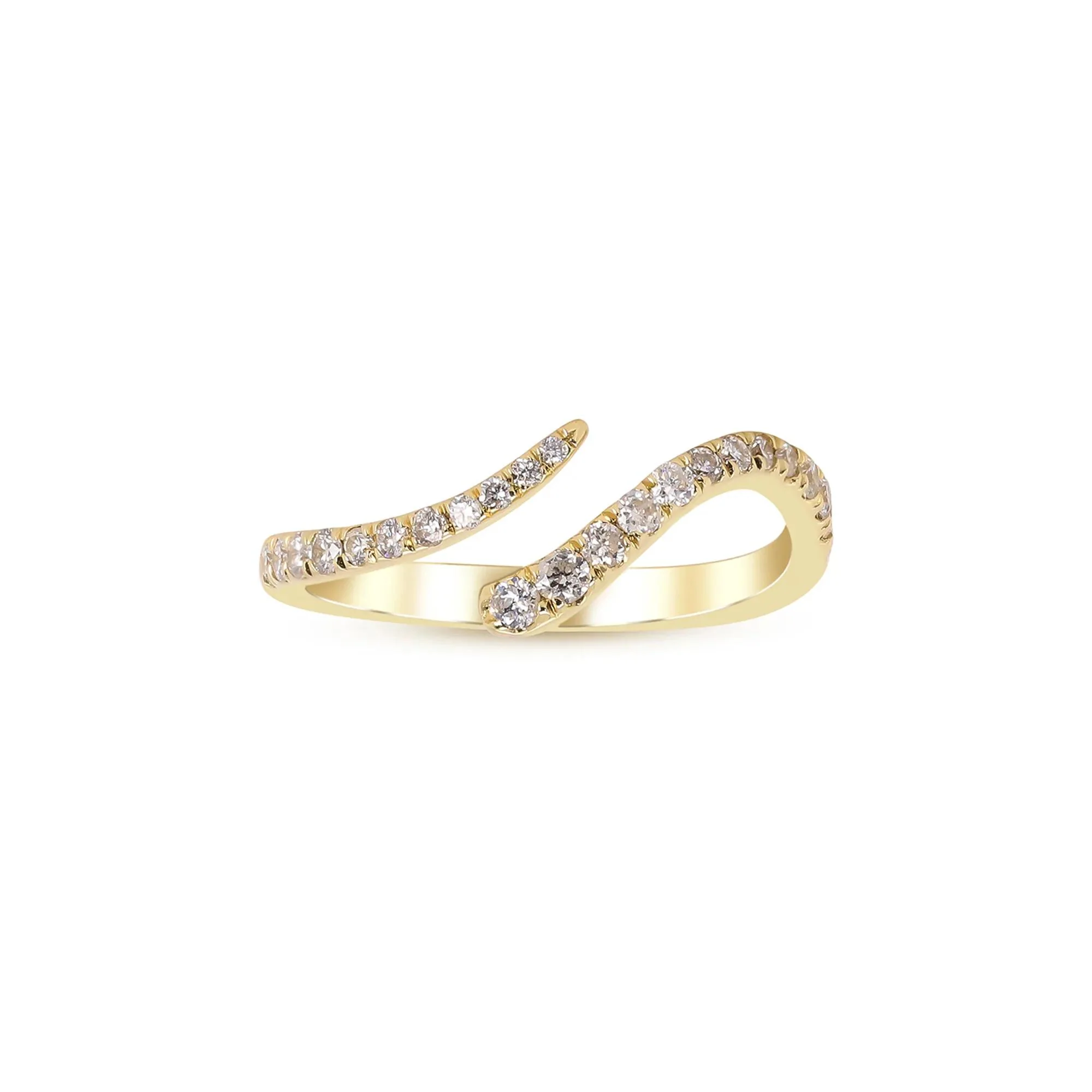 1/4 CT. Tw. Open Bypass Ring with Diamonds 10K Yellow Gold Round Brilliant Cut Size 6 2mm