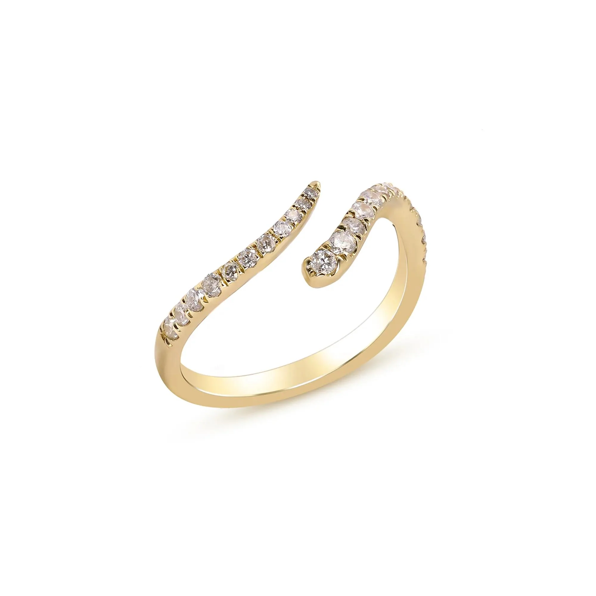 1/4 CT. Tw. Open Bypass Ring with Diamonds 10K Yellow Gold Round Brilliant Cut Size 8.5 2mm - Image 4