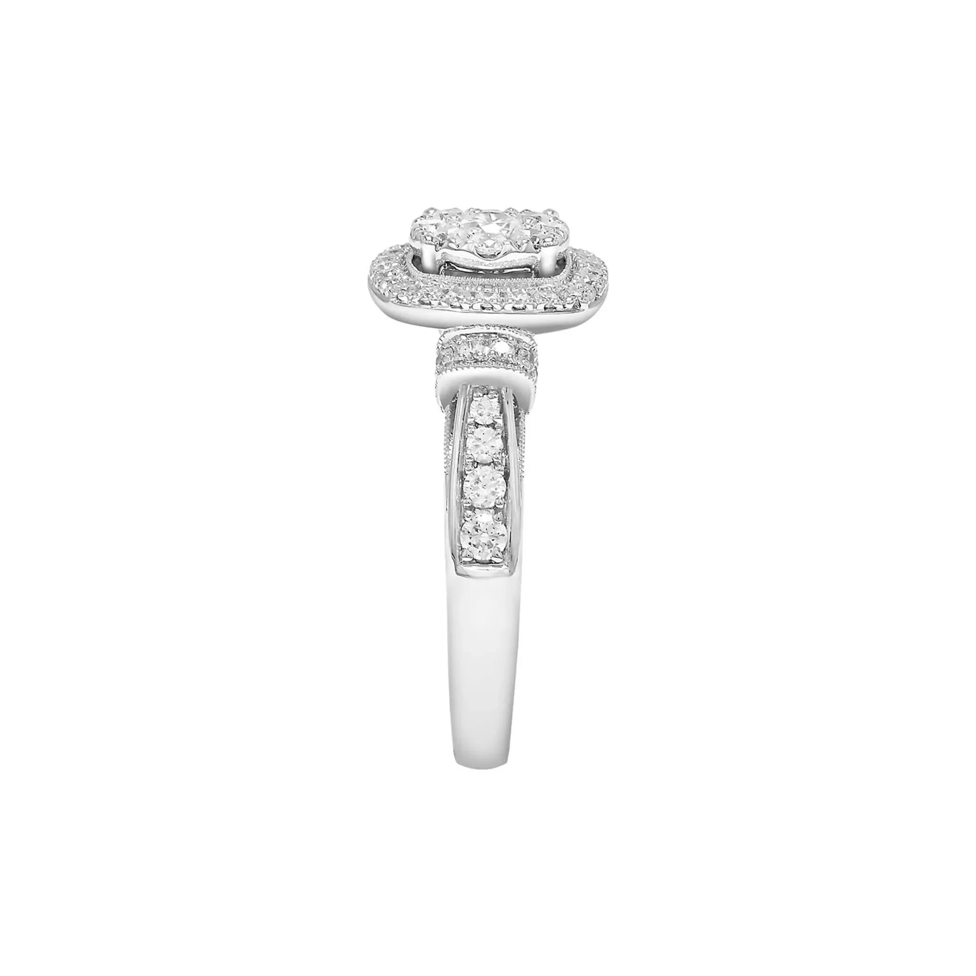 1 CT. Tw. Diamond Engagement Ring 10K White Gold Round Brilliant Cut Size 6 - Image 3