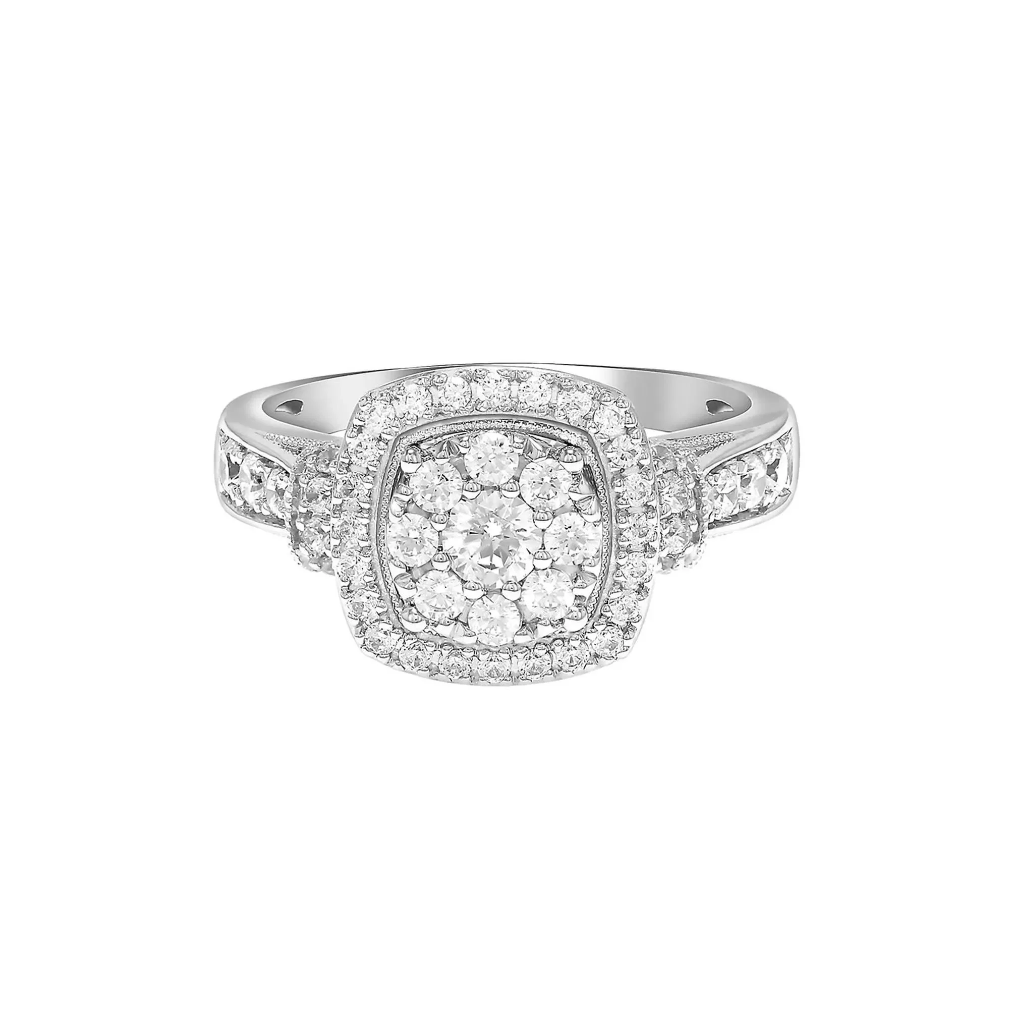1 CT. Tw. Diamond Engagement Ring 10K White Gold Round Brilliant Cut Size 7.5