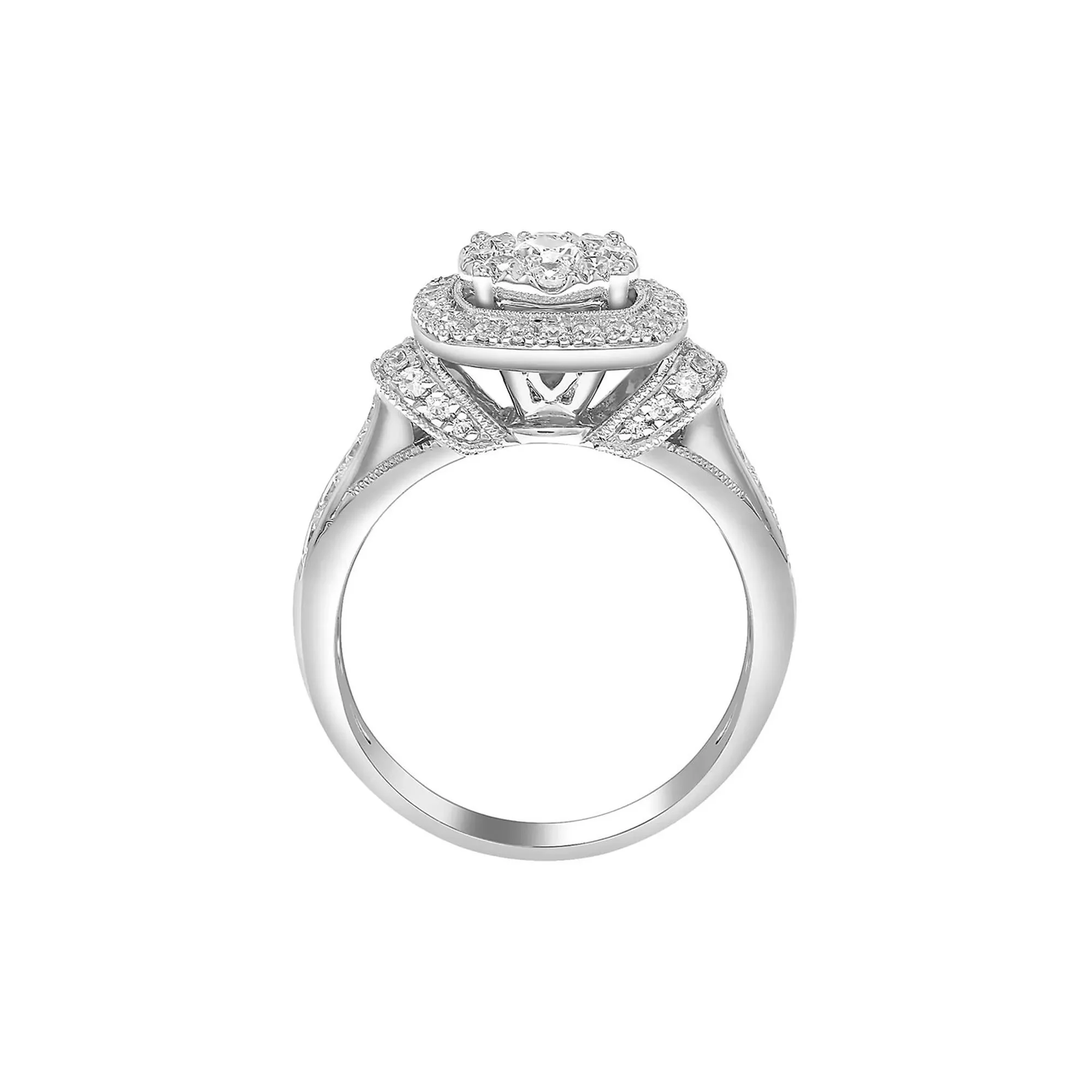 1 CT. Tw. Diamond Engagement Ring 10K White Gold Round Brilliant Cut Size 8.5 - Image 2