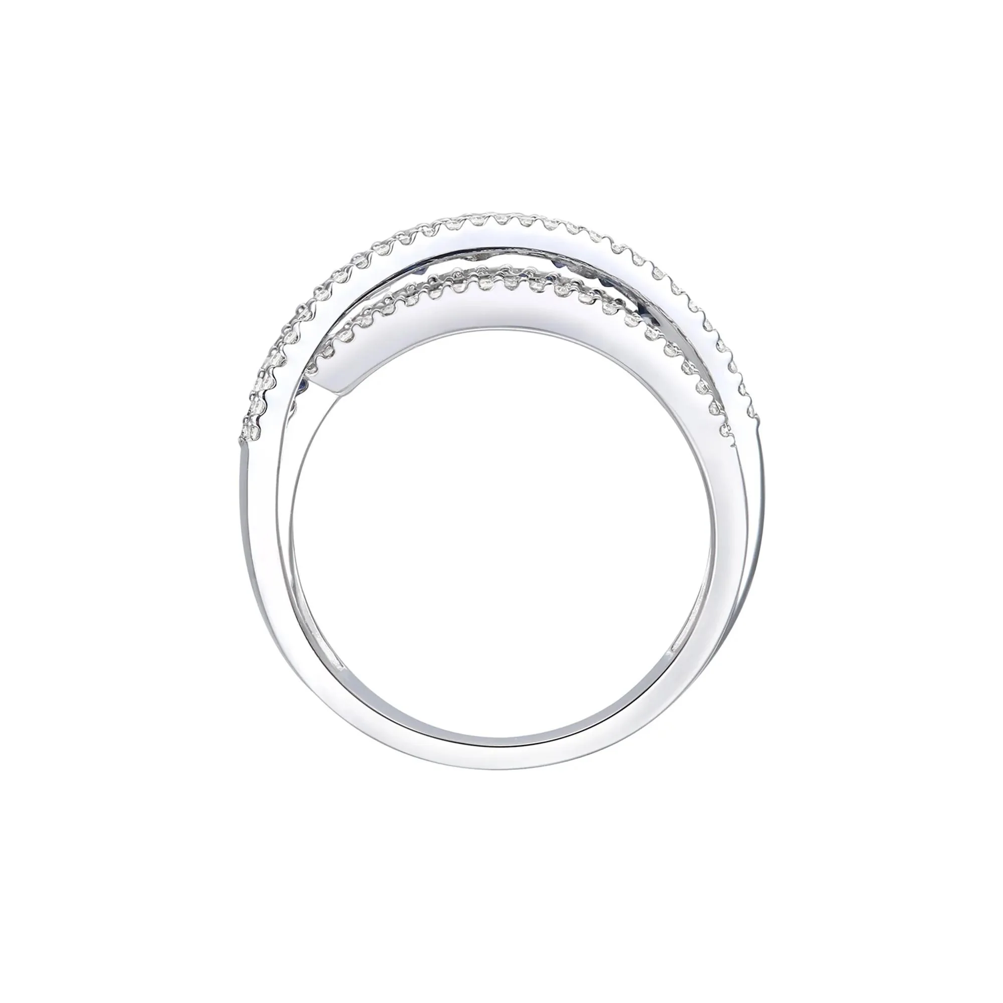 1/2 CT. Tw. Blue Sapphire and Diamond Wrap Band Ring 10K White Gold Size 6.5 1mm - Image 2