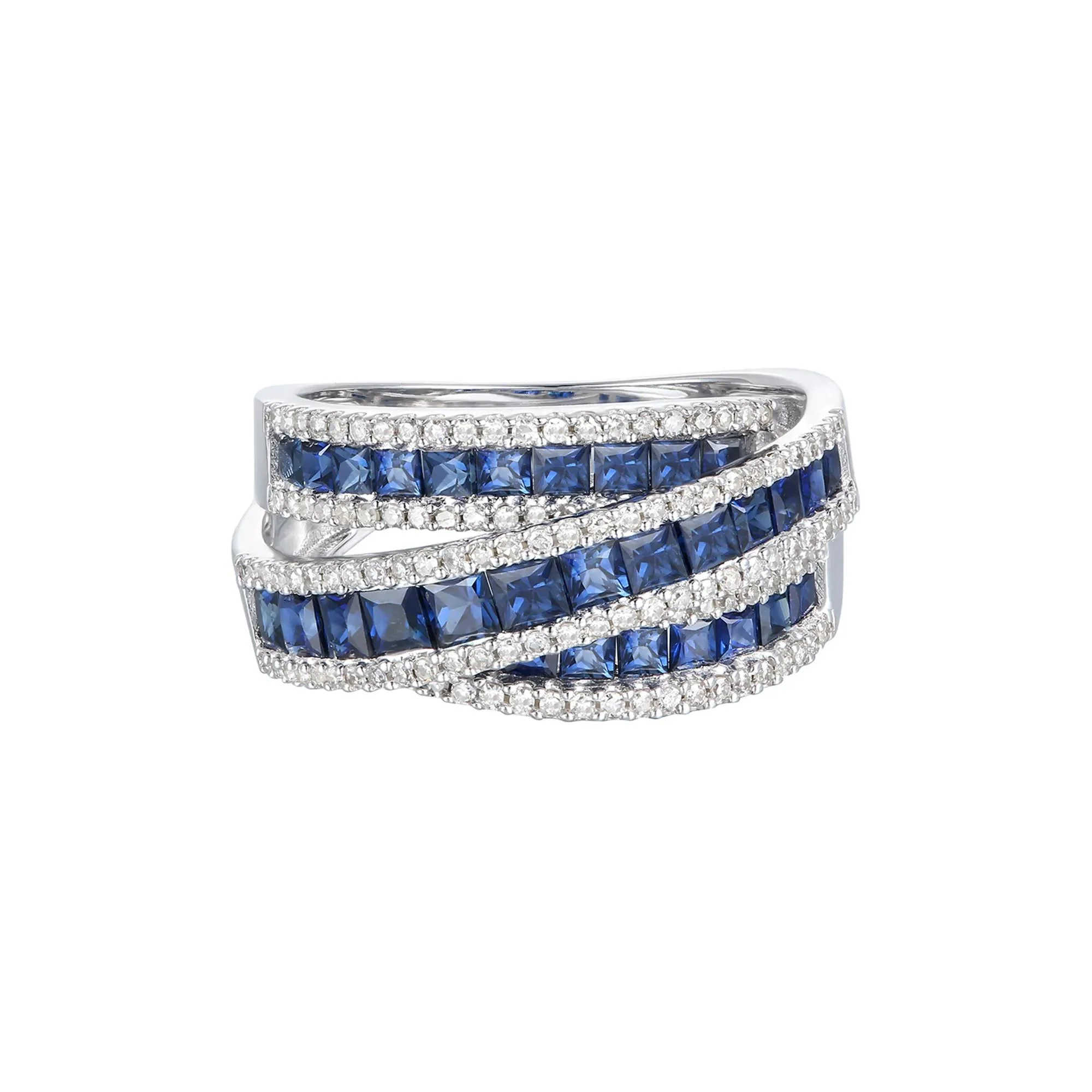 1/2 CT. Tw. Blue Sapphire and Diamond Wrap Band Ring 10K White Gold Size 7 1mm