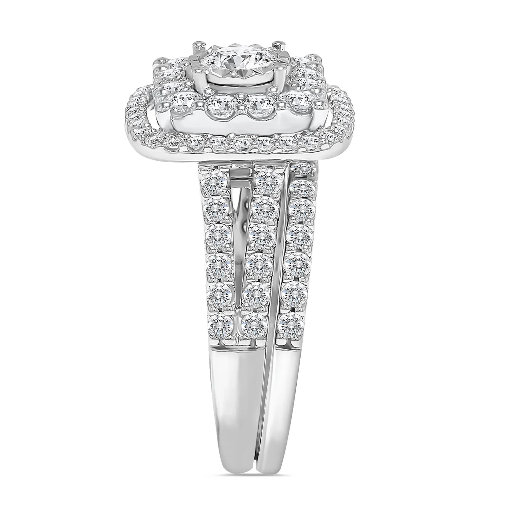 2 CT. Tw. Halo Diamond Engagement Ring 10K White Gold Size 7.5 - Image 3