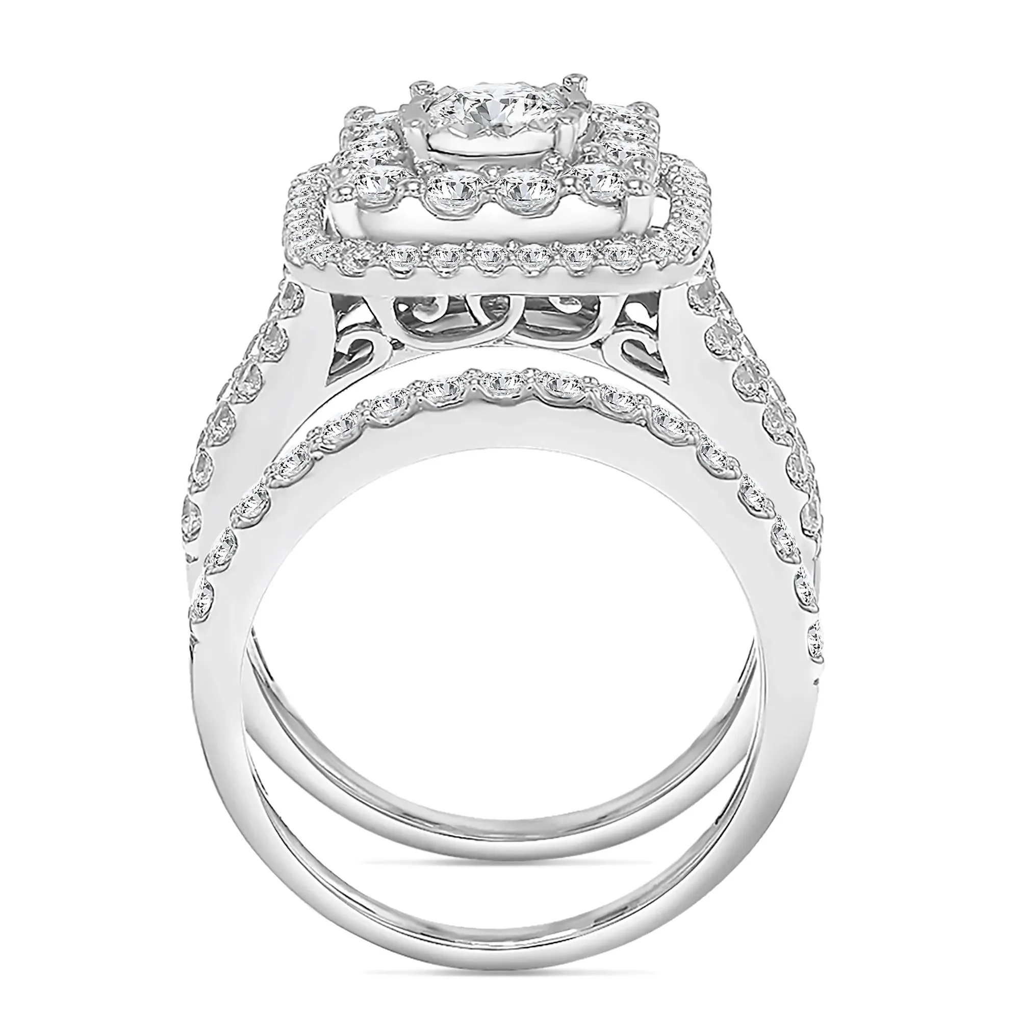 2 CT. Tw. Halo Diamond Engagement Ring 10K White Gold Size 9 - Image 2