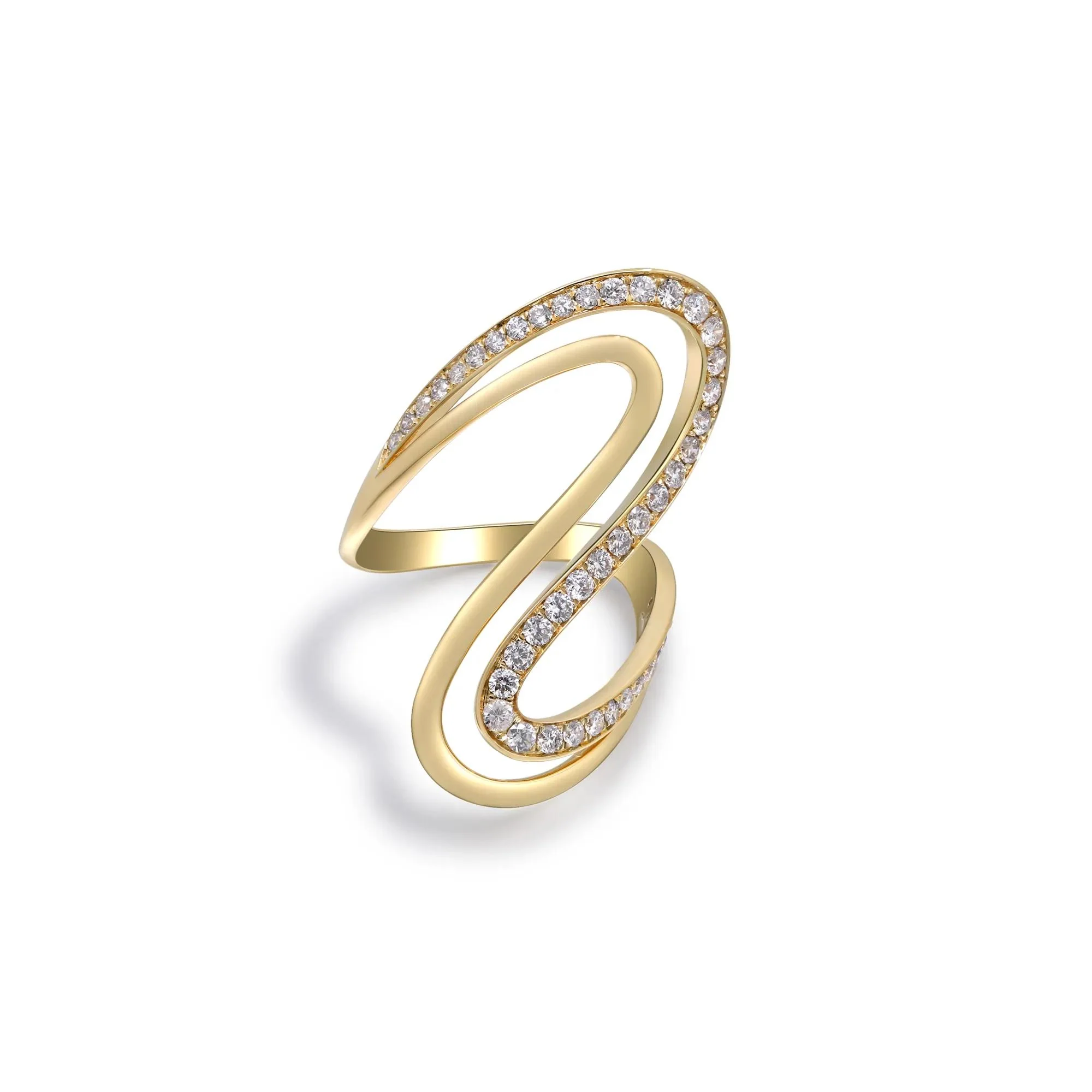 3/4 CT. Tw. Diamond Swirl Cocktail Ring 10K Yellow Gold Size 5 2mm