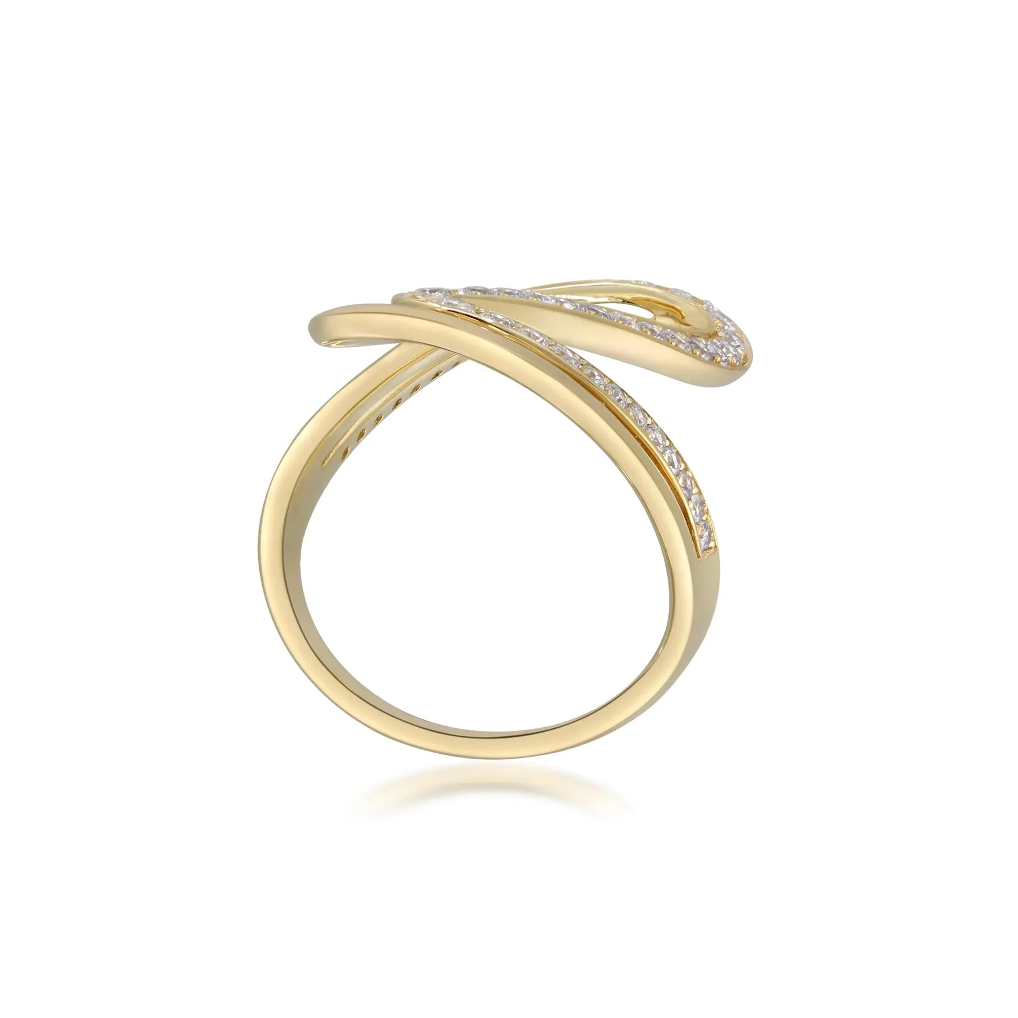 3/4 CT. Tw. Diamond Swirl Cocktail Ring 10K Yellow Gold Size 7 2mm - Image 3