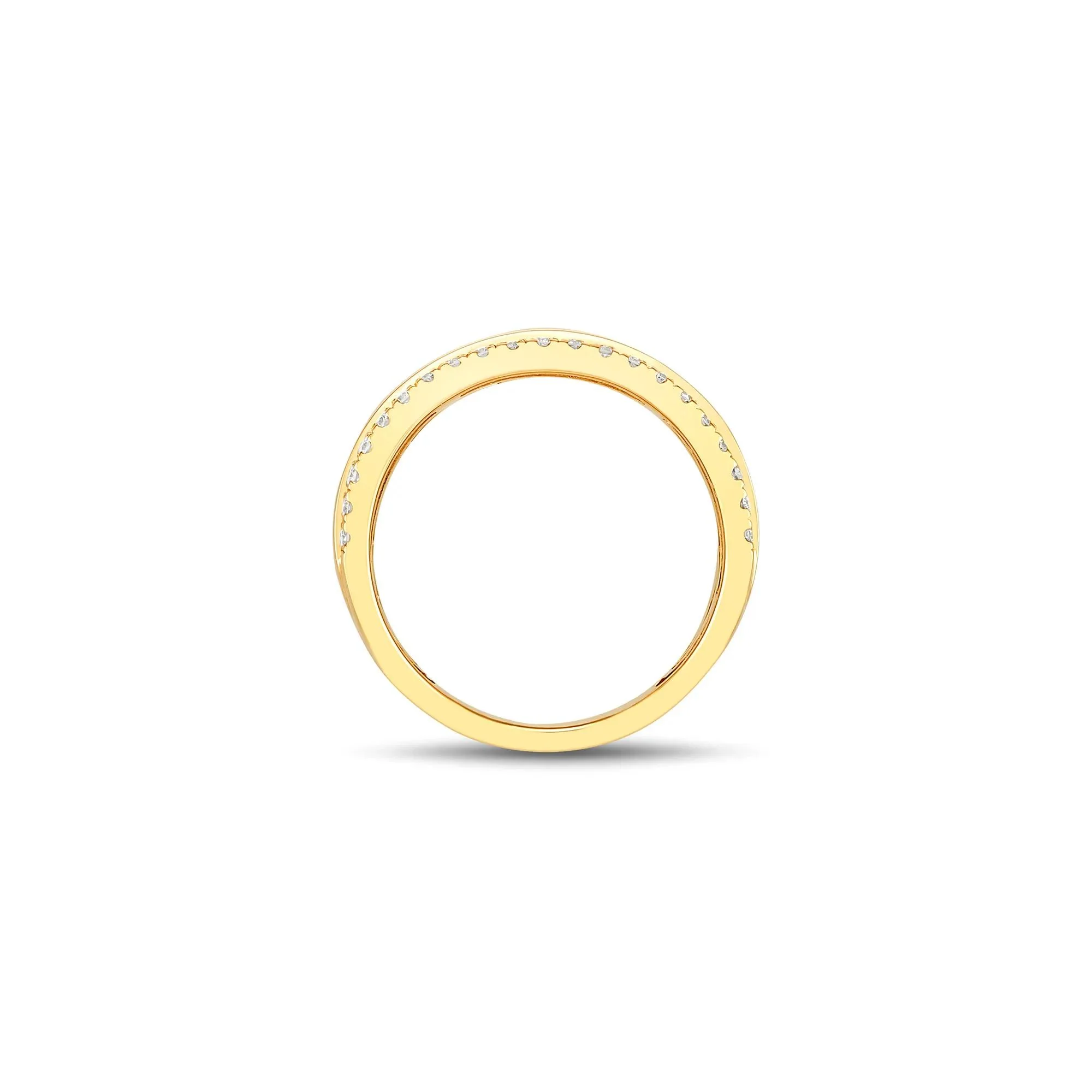 1/3 CT. Tw. Lab Grown Diamond High Polish Band Ring 10K Yellow Gold Round Brilliant Cut Size 8.5 2mm - Image 3
